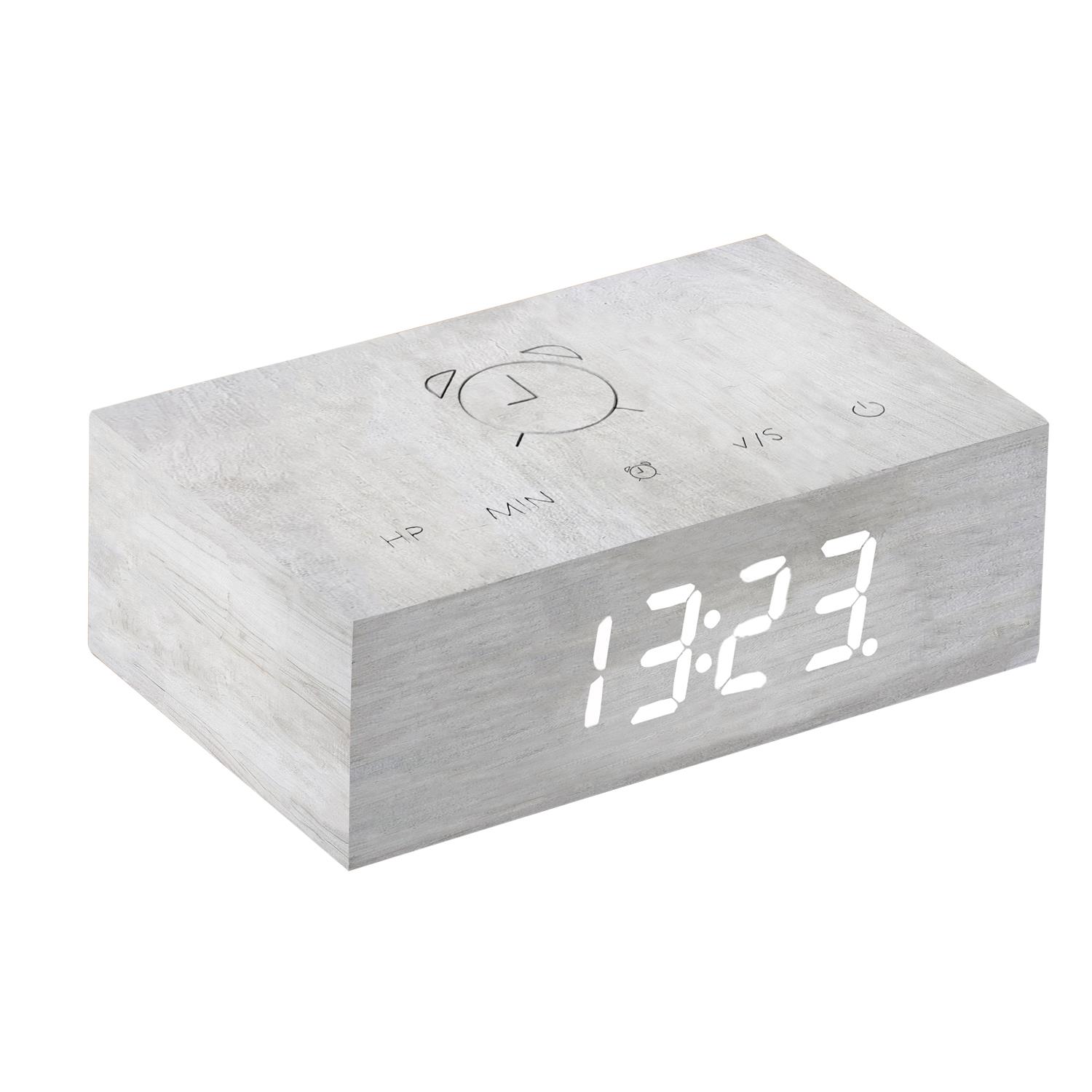 USB Wooden Alarm Clock with Sound Activation & Flip Over Snooze Control Gingko - Picture 32 of 38