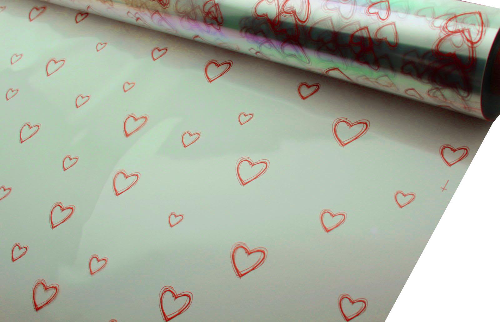5m, 10m, 20m, 50m, 100. Valentine Frosted Hearts Florist Cellophane Gift Wrap - Picture 16 of 26