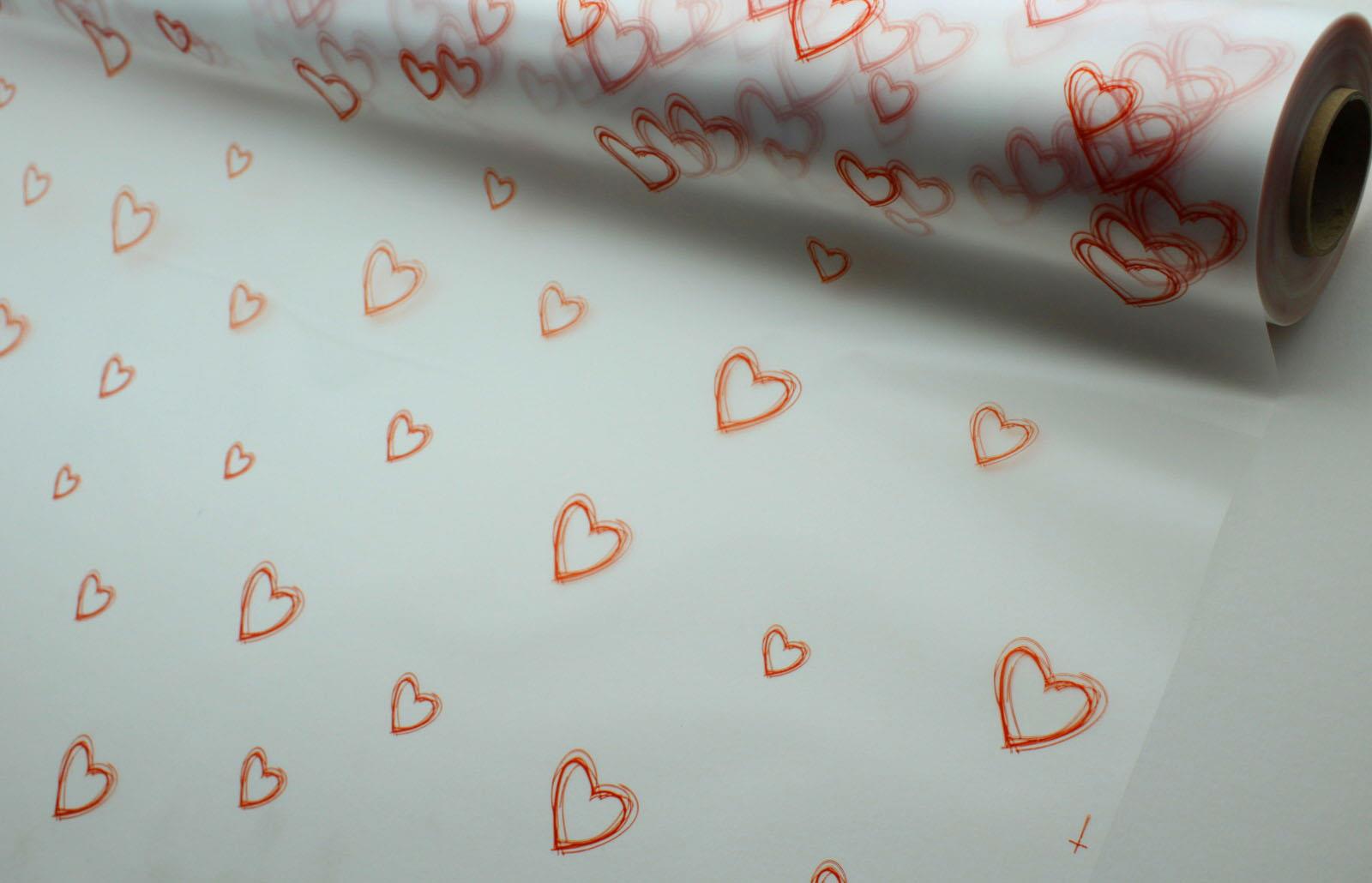 5m, 10m, 20m, 50m, 100. Valentine Frosted Hearts Florist Cellophane Gift Wrap - Picture 20 of 26