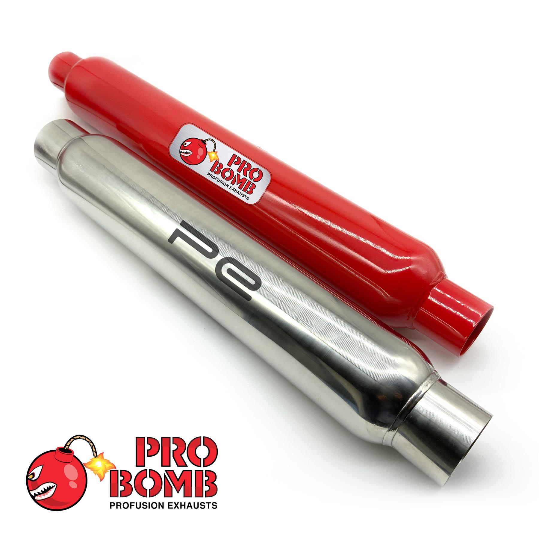 Universal Glass Pack Exhaust Pro Bomb Muffler In Cherry Red Or