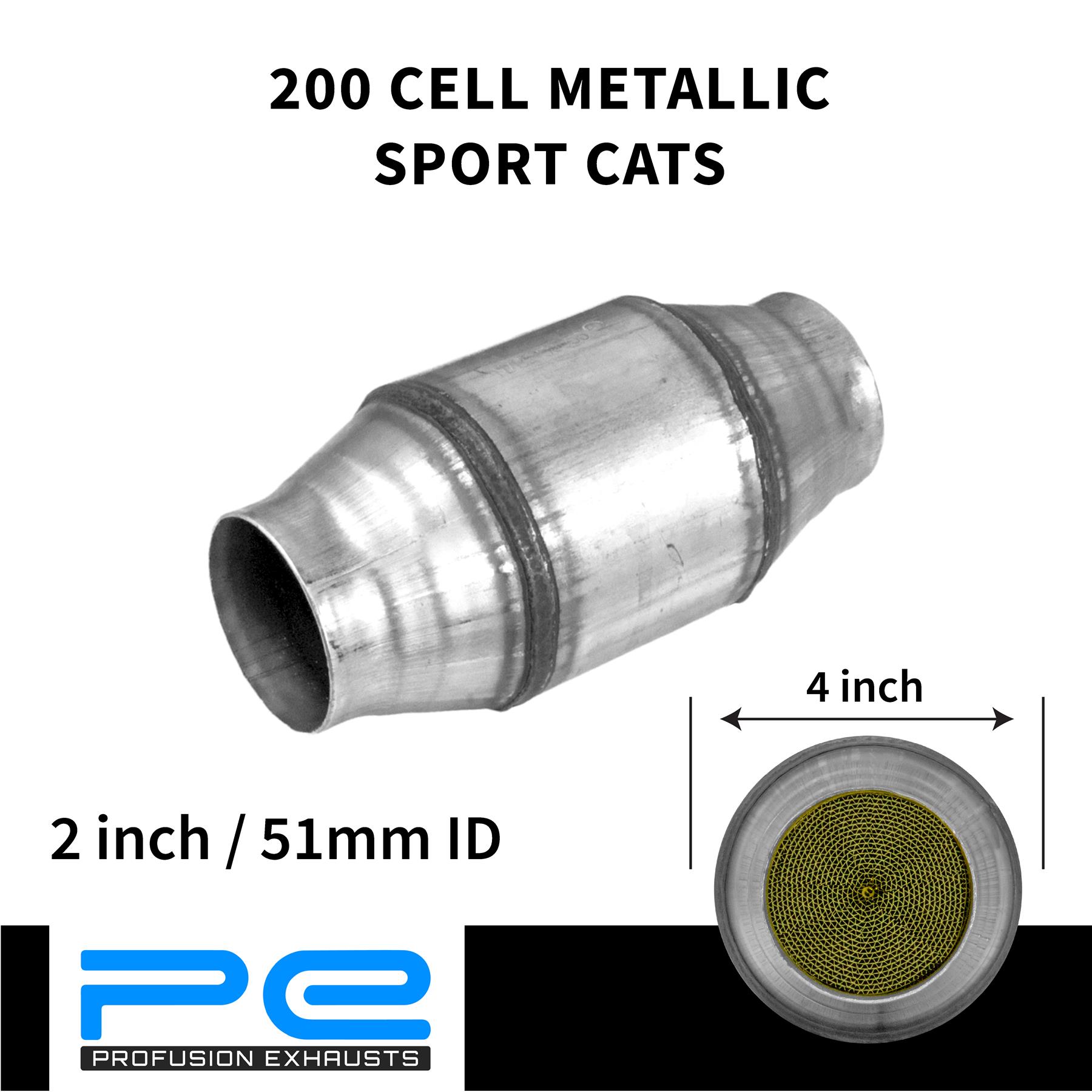 Malian 2" / 51mm Universal Sports Cat Performance Exhaust Pipe – 200CPI, Stainless Steel