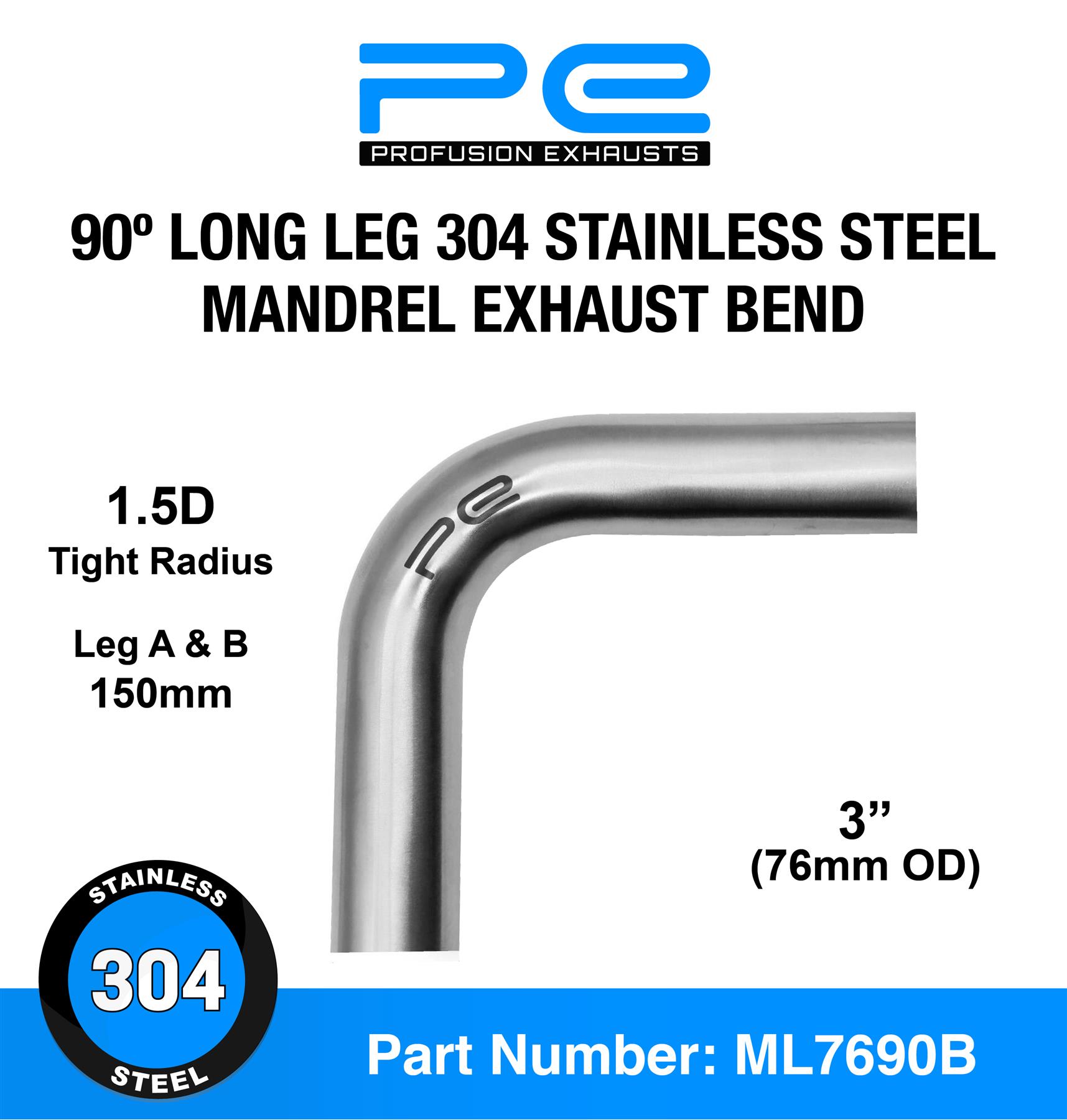 TUCKBOLD 90 Degree Mandrel Bend Elbows 1.25" OD - Stainless Steel Exhaust Pipe (2-Pack)