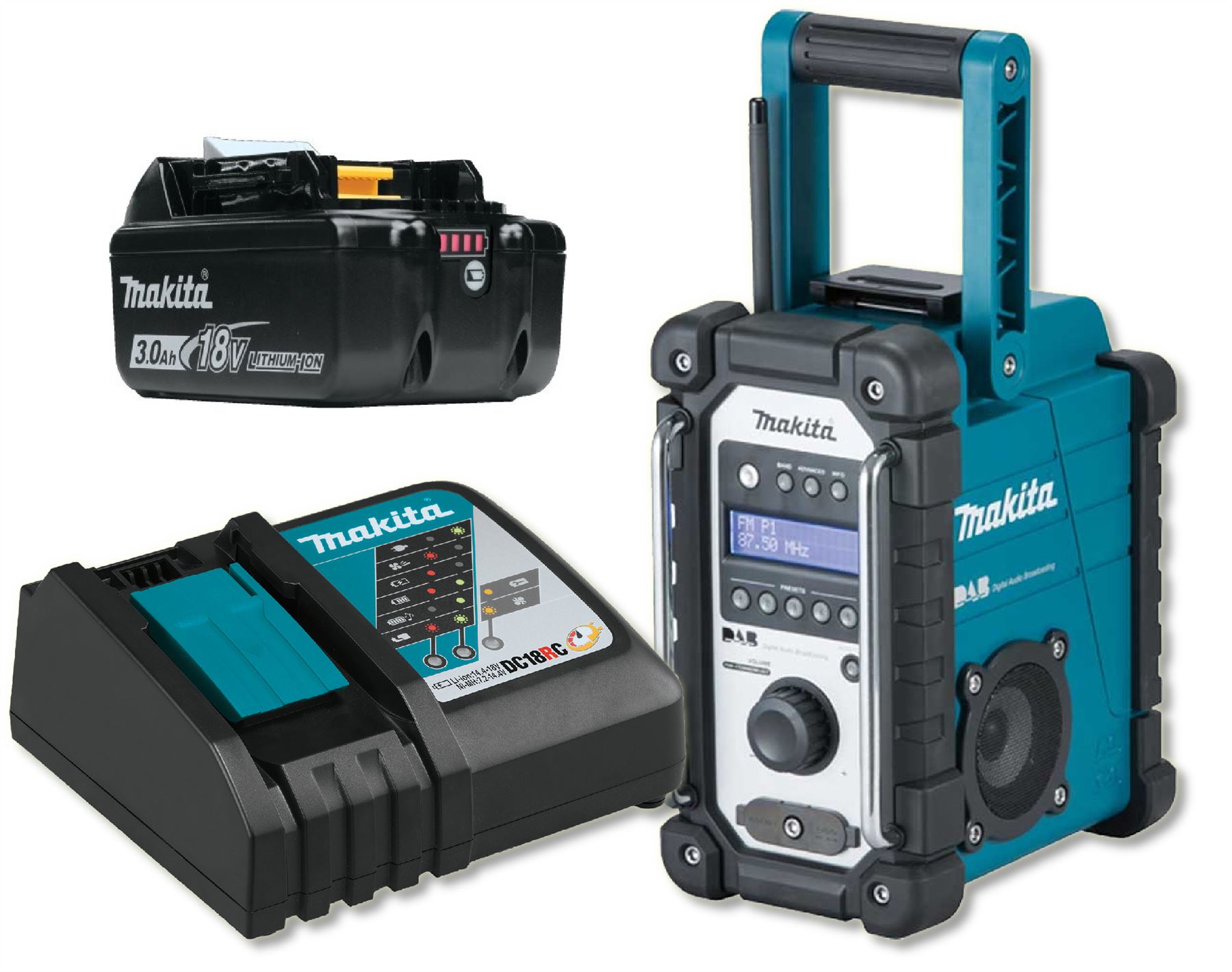 Makita DMR109 18v LXT / 10.8v CXT AM/FM DAB Job Site Radio with Charger