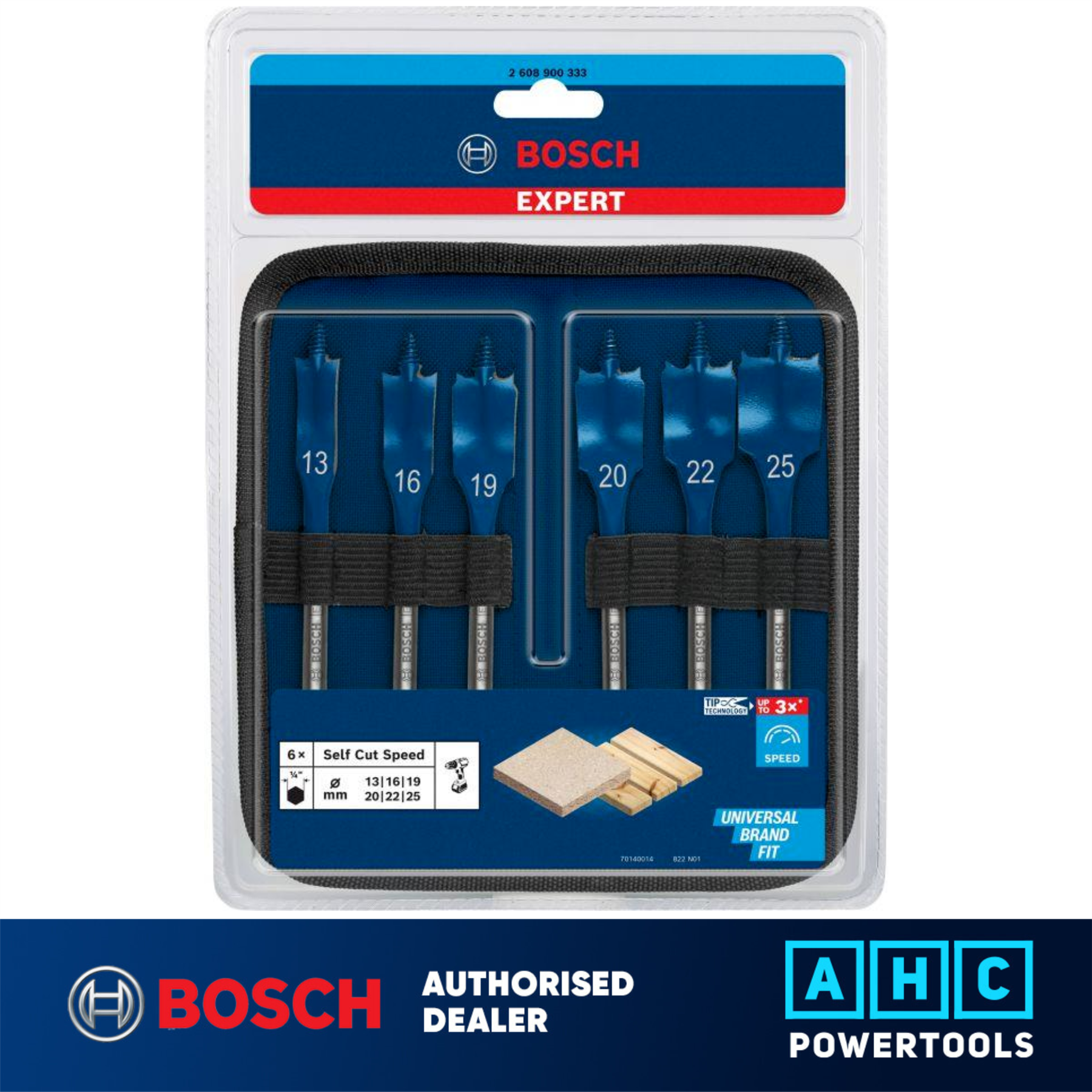 Bosch Expert SelfCut Speed Spade Drill Bit 13/16/19/20/22/25 mm 6-pc 2608900333 - Picture 1 of 6