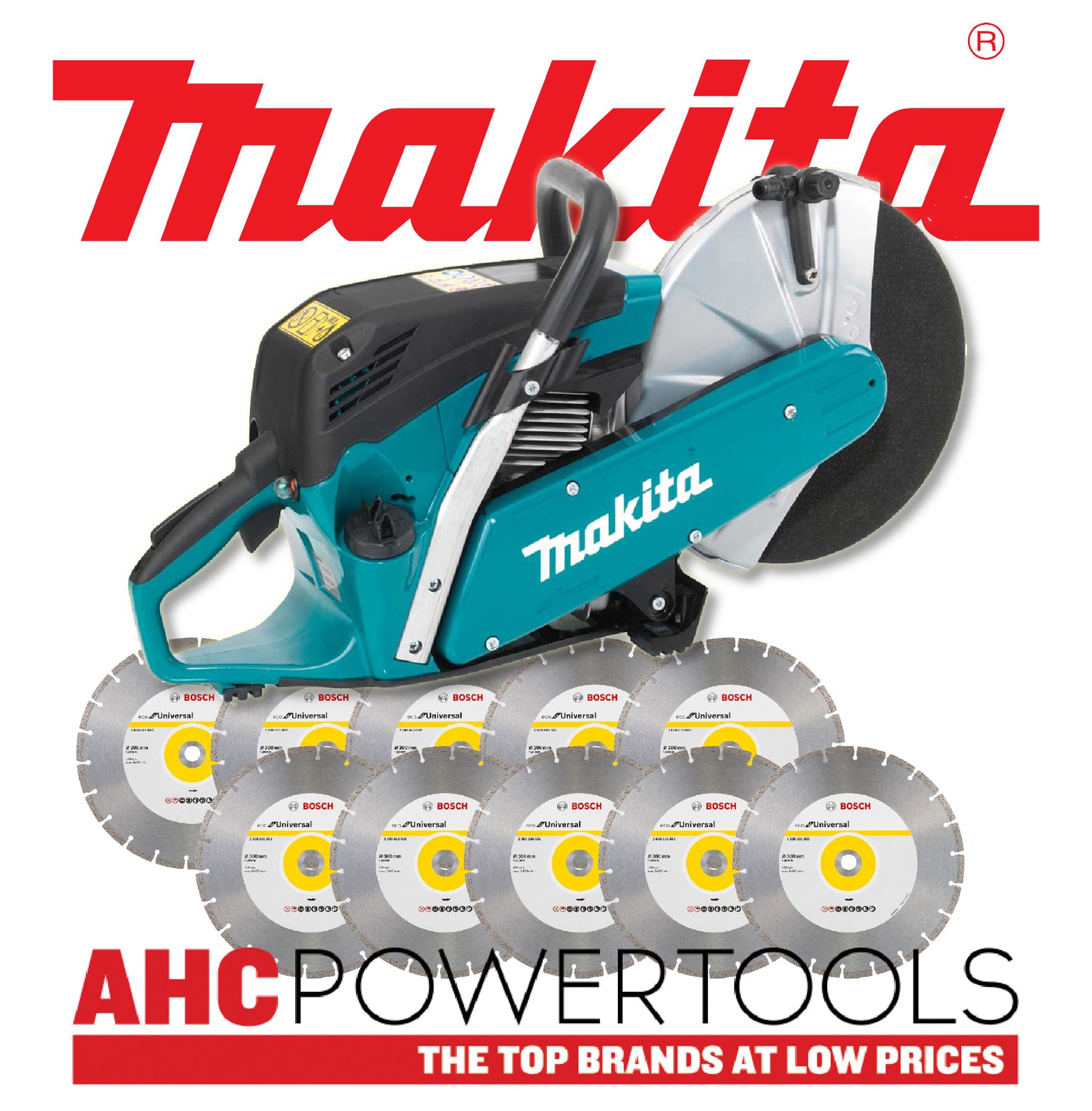 MAKITA EK6100 12"/300mm Petrol Disc Cutter Saw C/W 10 X 12" Diamond