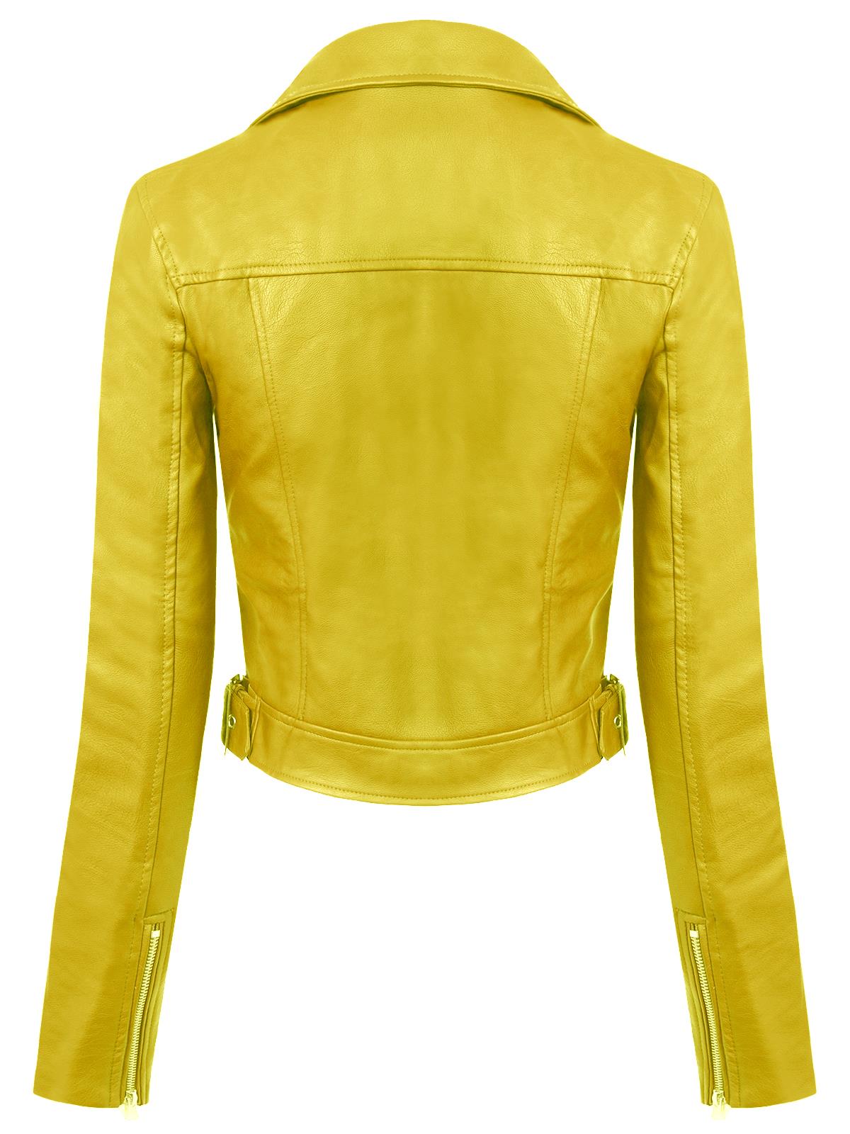 MixMatchy Long Sleeve Zipper Closure Moto Biker Faux Leather Jacket - Picture 41 of 59