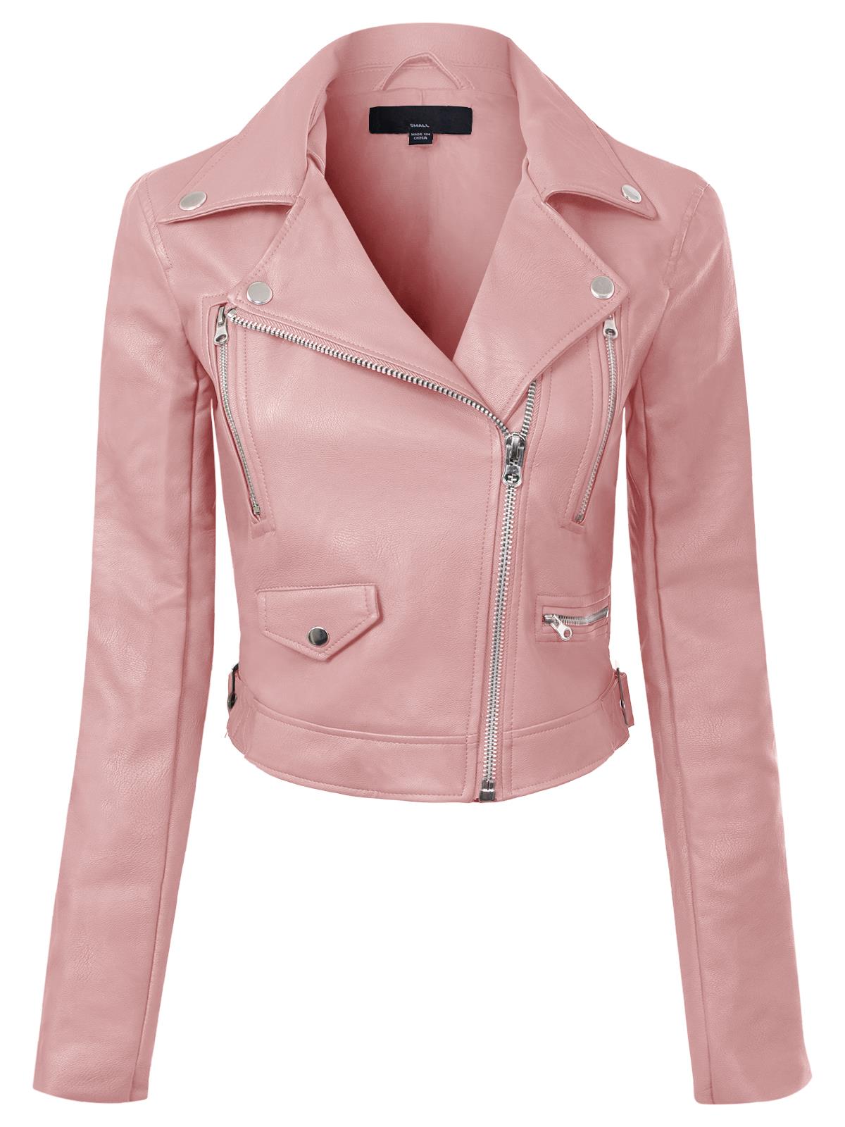 MixMatchy Long Sleeve Zipper Closure Moto Biker Faux Leather Jacket - Picture 51 of 59