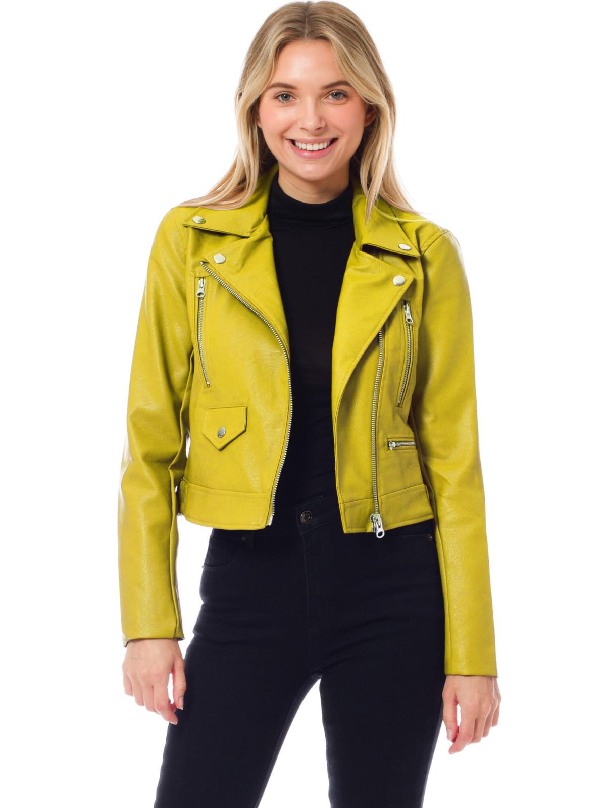 MixMatchy Long Sleeve Zipper Closure Moto Biker Faux Leather Jacket - Picture 42 of 59