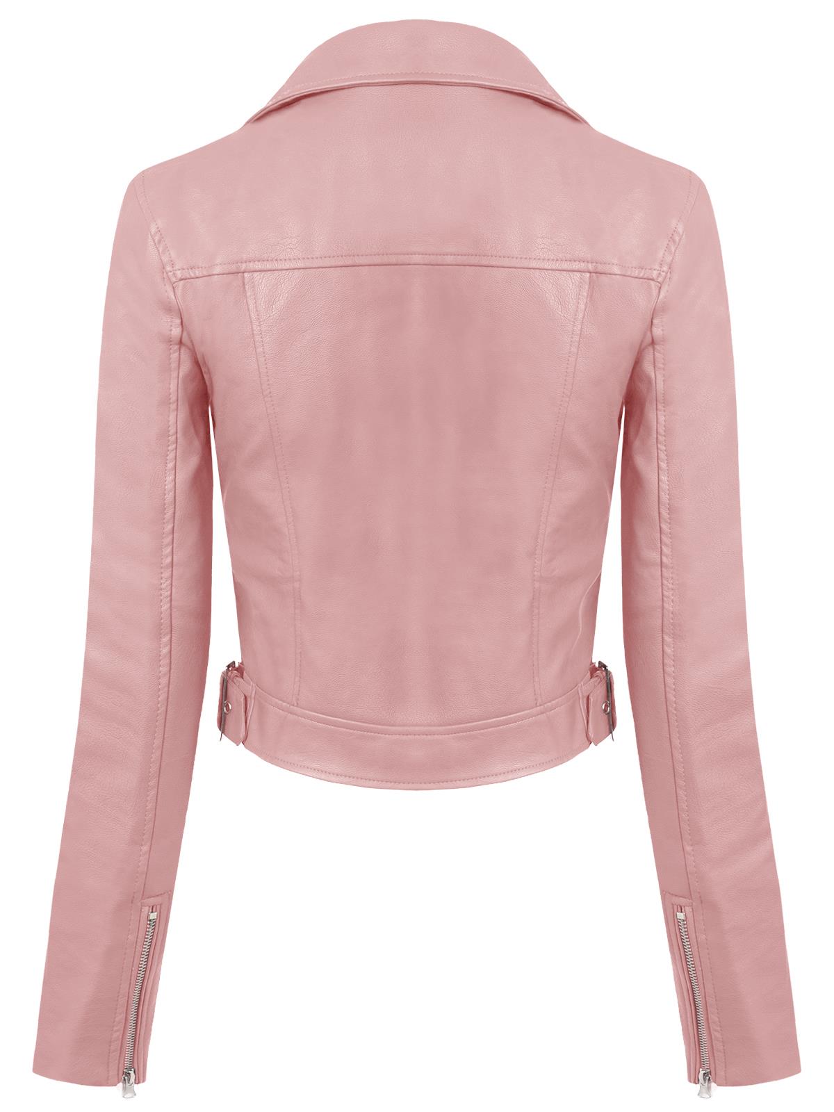 MixMatchy Long Sleeve Zipper Closure Moto Biker Faux Leather Jacket - Picture 53 of 59