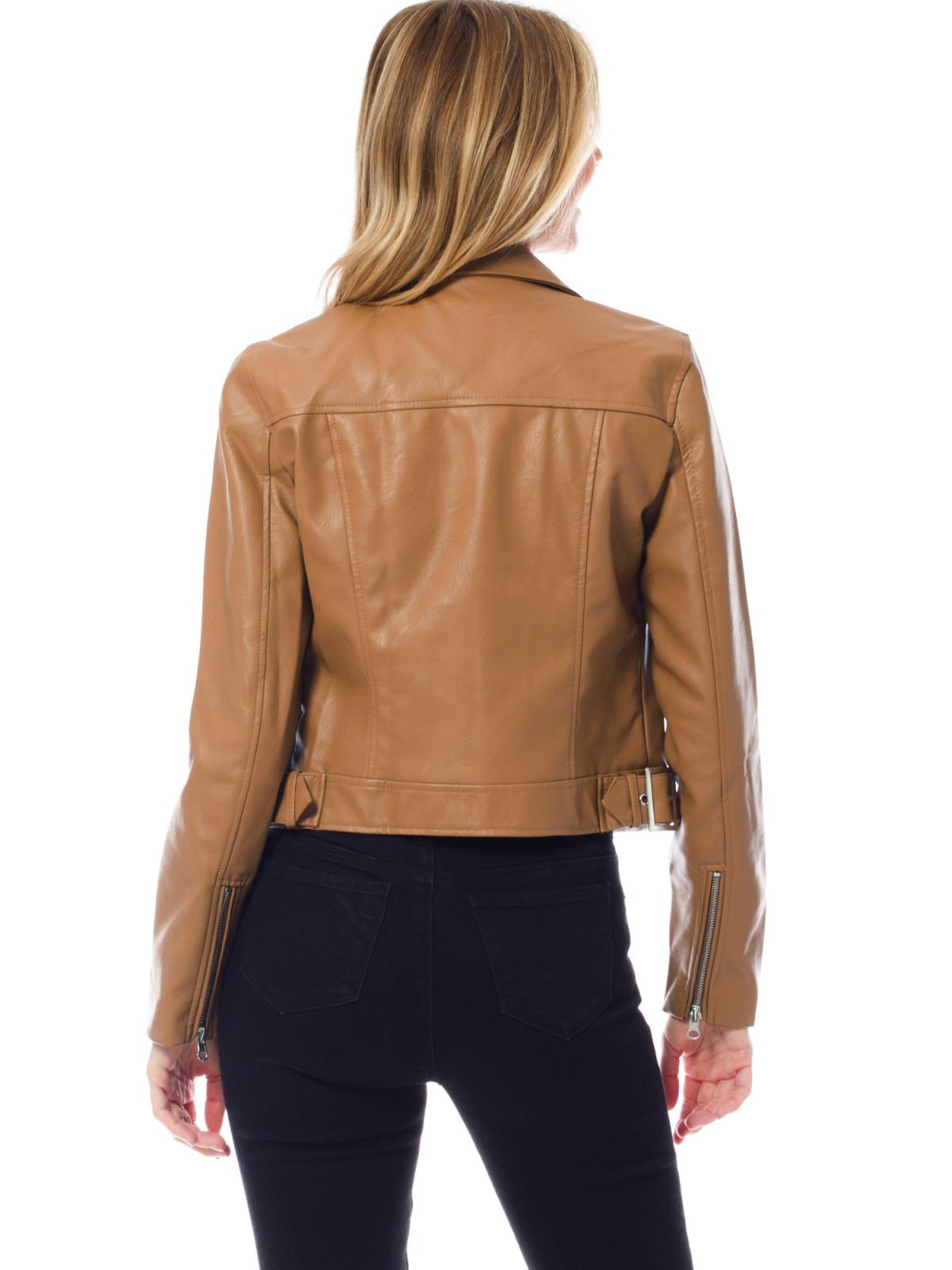 MixMatchy Long Sleeve Zipper Closure Moto Biker Faux Leather Jacket - Picture 26 of 59