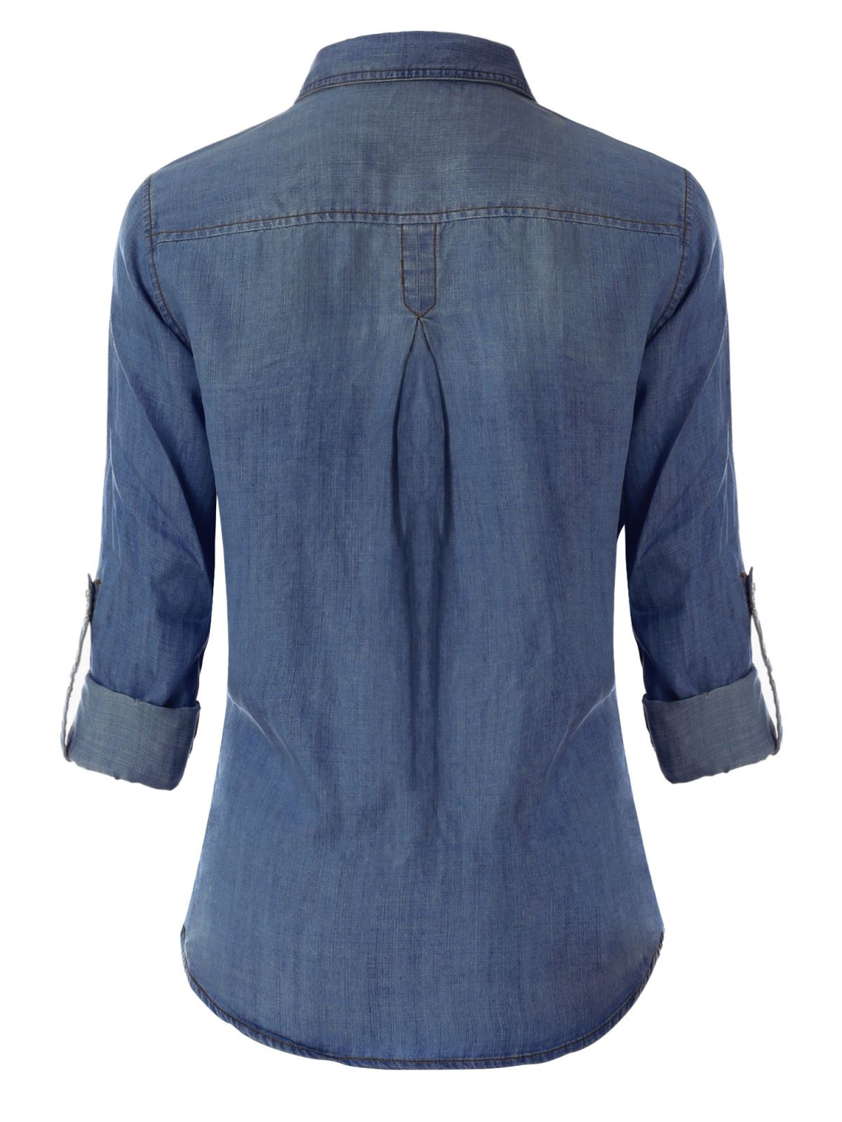 MixMatchy Classic Long/Roll Up Sleeve Button Down Denim Chambray Shirt - Picture 7 of 7