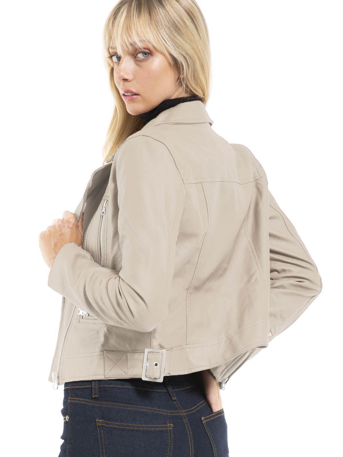 MixMatchy Long Sleeve Zipper Closure Moto Biker Faux Leather Jacket - Picture 38 of 59