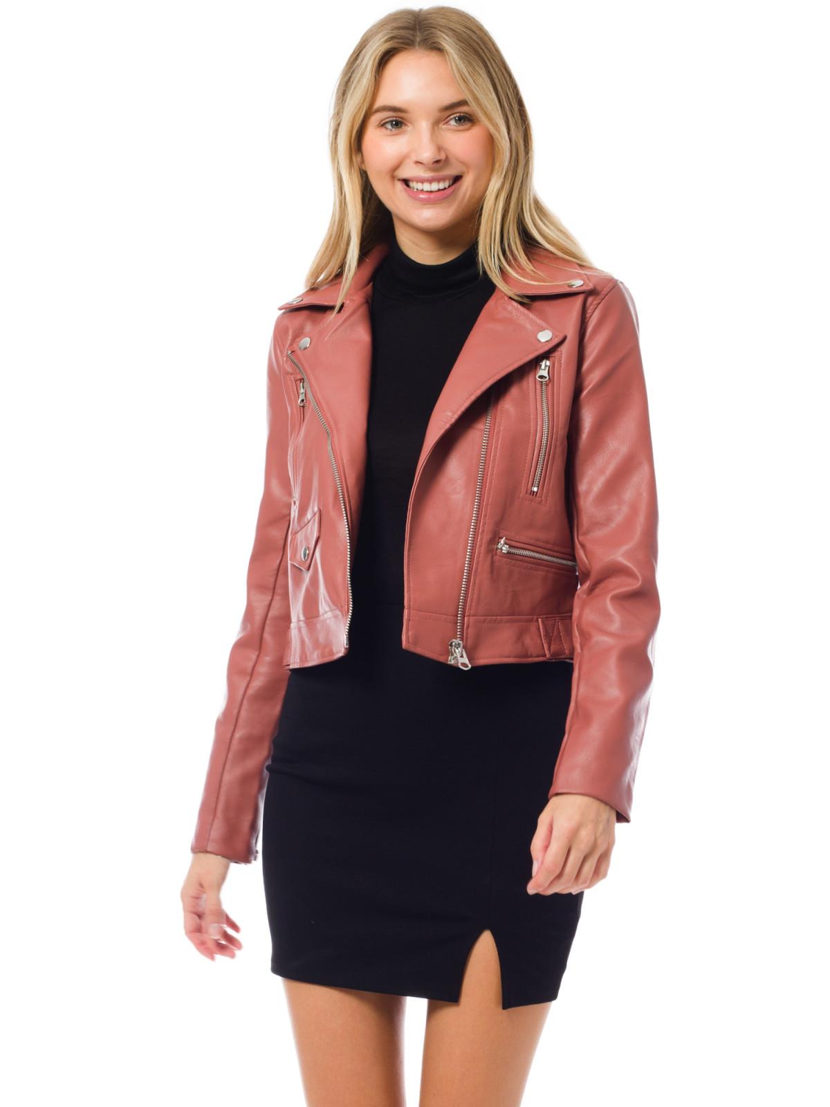 MixMatchy Long Sleeve Zipper Closure Moto Biker Faux Leather Jacket - Picture 48 of 59