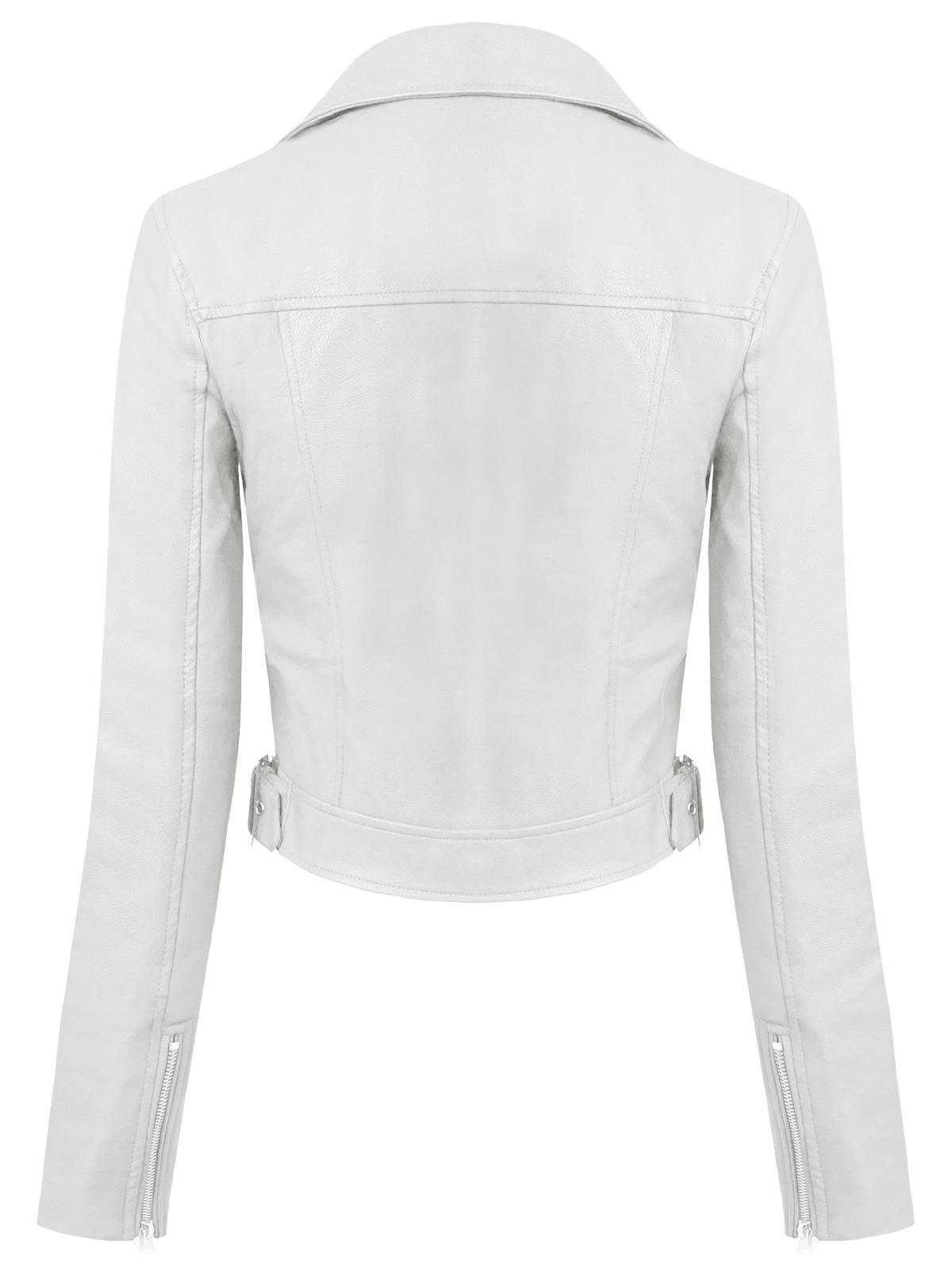 MixMatchy Long Sleeve Zipper Closure Moto Biker Faux Leather Jacket - Picture 56 of 59