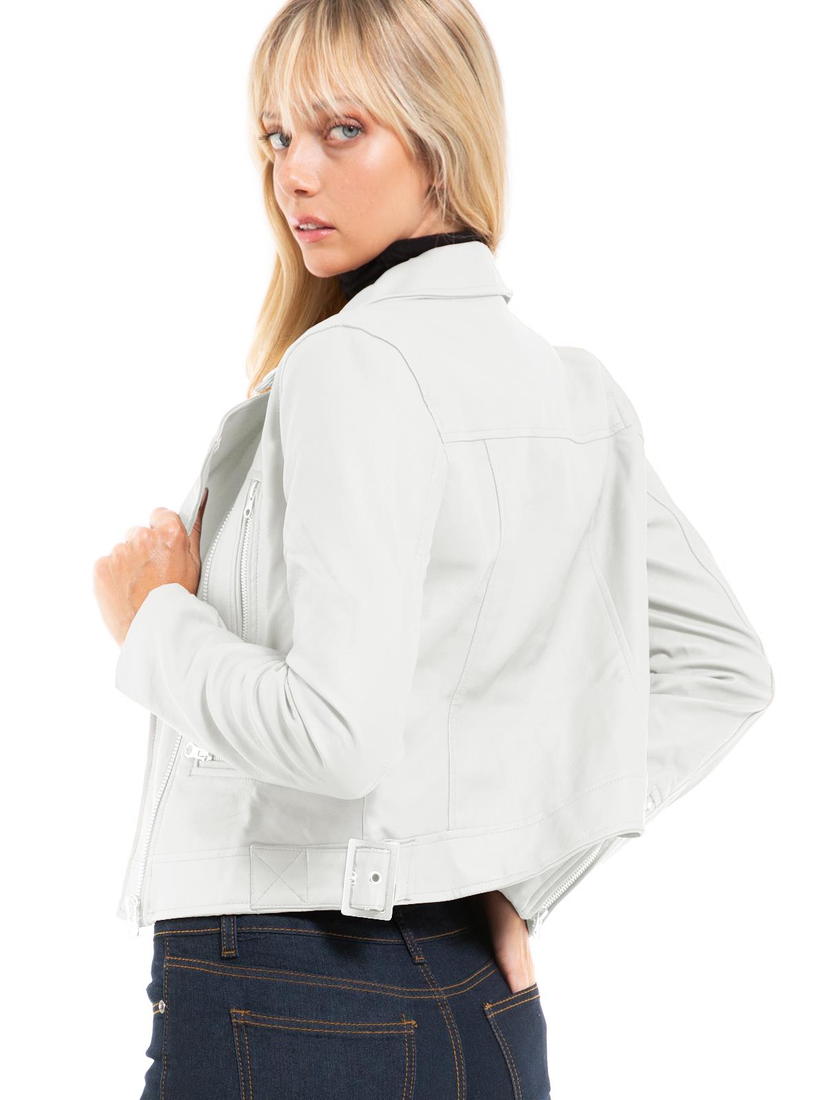 MixMatchy Long Sleeve Zipper Closure Moto Biker Faux Leather Jacket - Picture 59 of 59