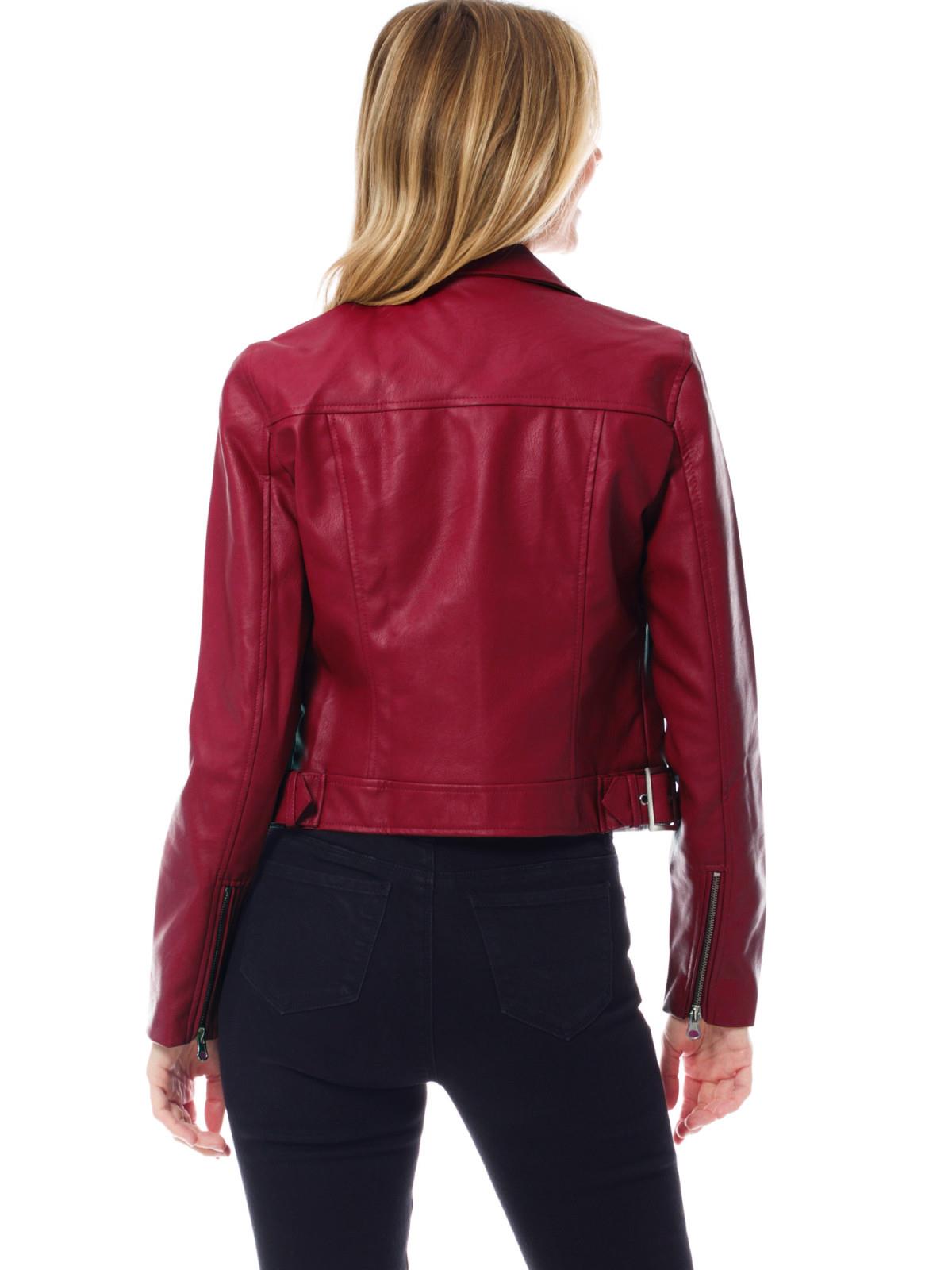 MixMatchy Long Sleeve Zipper Closure Moto Biker Faux Leather Jacket - Picture 20 of 59