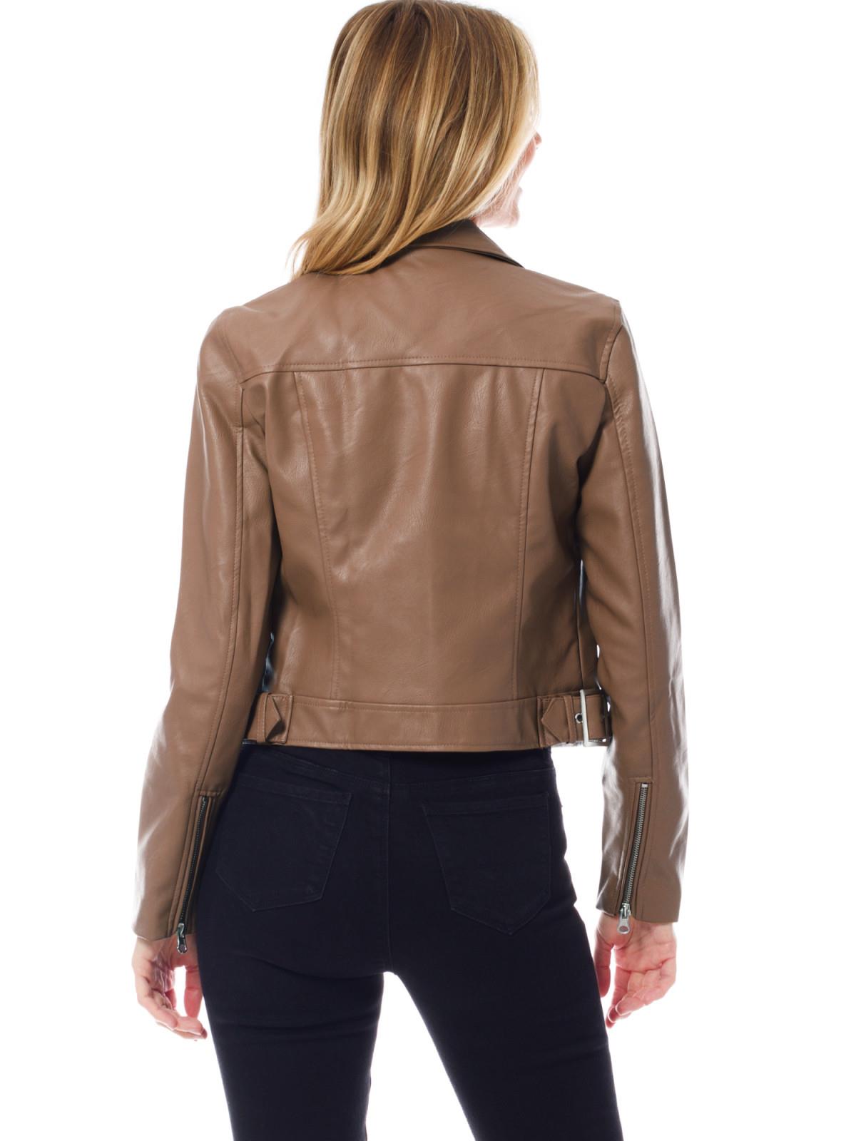 MixMatchy Long Sleeve Zipper Closure Moto Biker Faux Leather Jacket - Picture 32 of 59