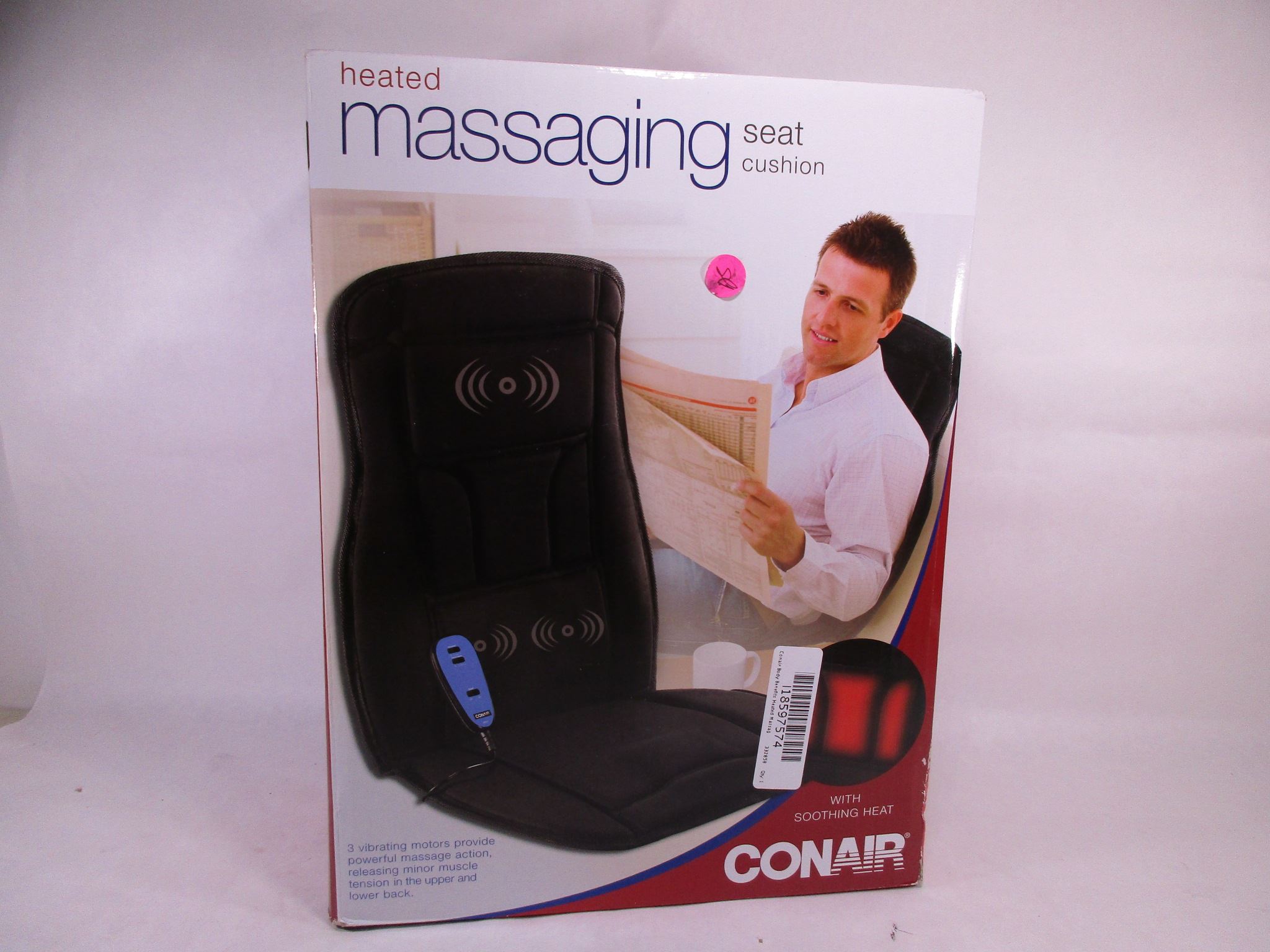 Body Benefits by Conair Heated Massaging Seat Cushion, BM1RL, Black