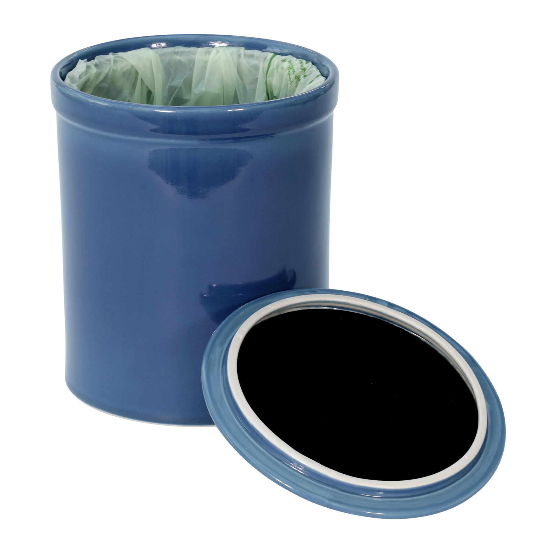 Melbury Ceramic Compost Caddy Dark Blue Kitchen Compost Bin eBay