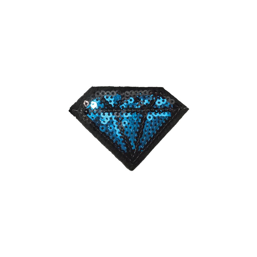 Iron On Sequin Blue Diamond Embroidery Applique Patch Sew Iron Badge