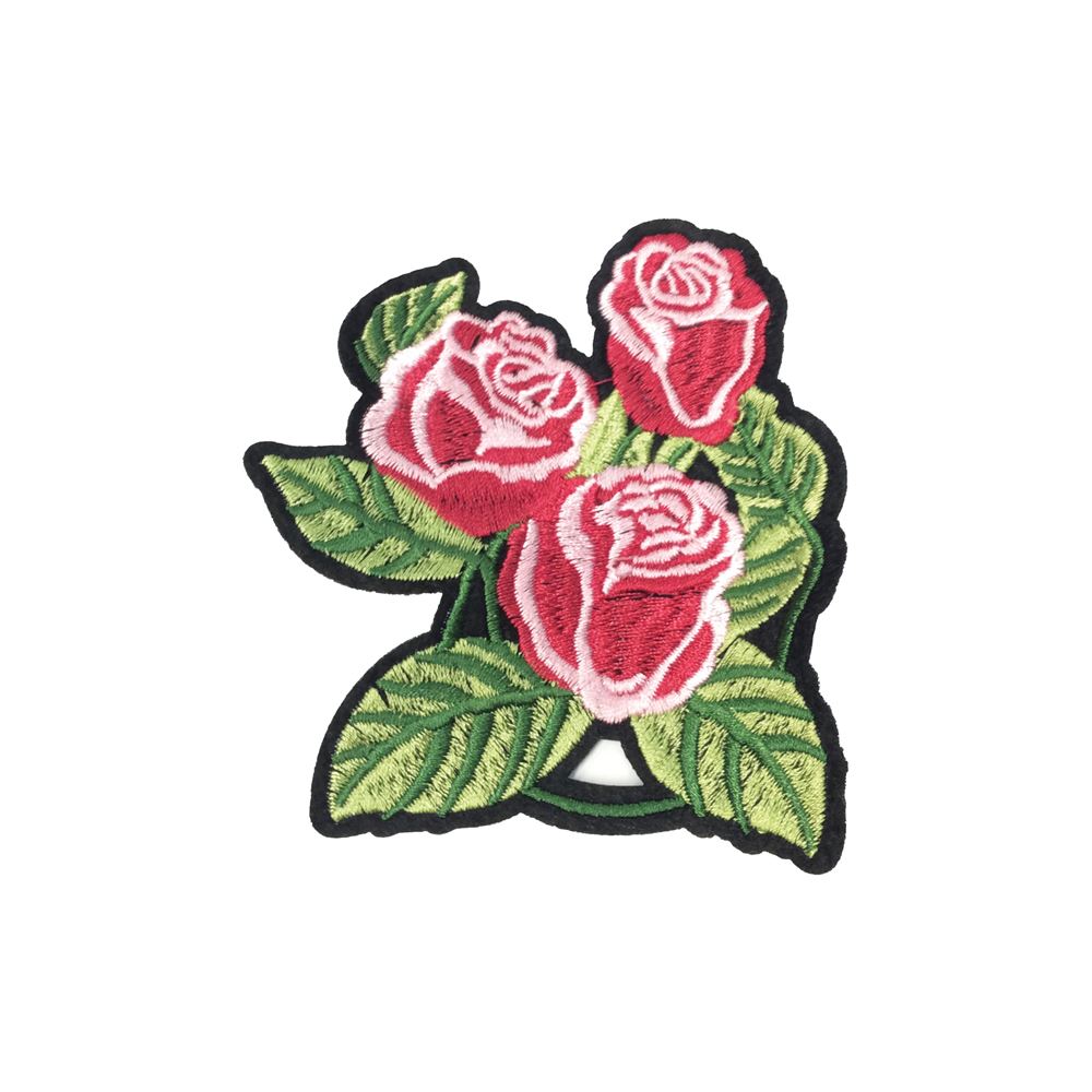 GREEN ROSE FLOWER Embroidered Sew Iron On Cloth Patch Badge APPLIQUE SEWING
