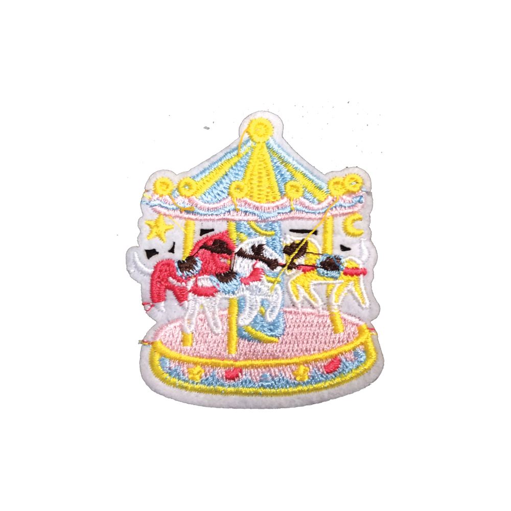 Amusement Park Merry-Go-Round Iron On Patch Roundabout Carousel