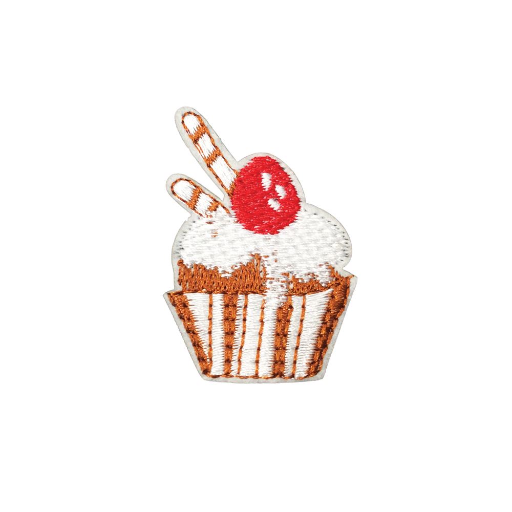 Dessert Cupcake Sweet Cherry Embroidered Iron On Applique Patch
