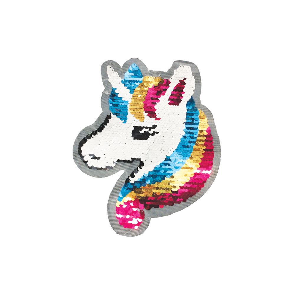 Sew On Embroidery Applique Patch Sew Badge Reversible Double Sequin Unicorn