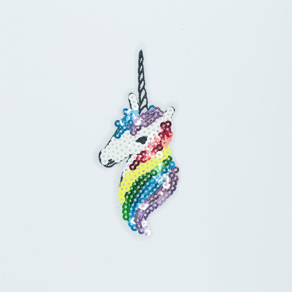 Sew On Embroidery Applique Patch Sew Badge Reversible Double Sequin Unicorn