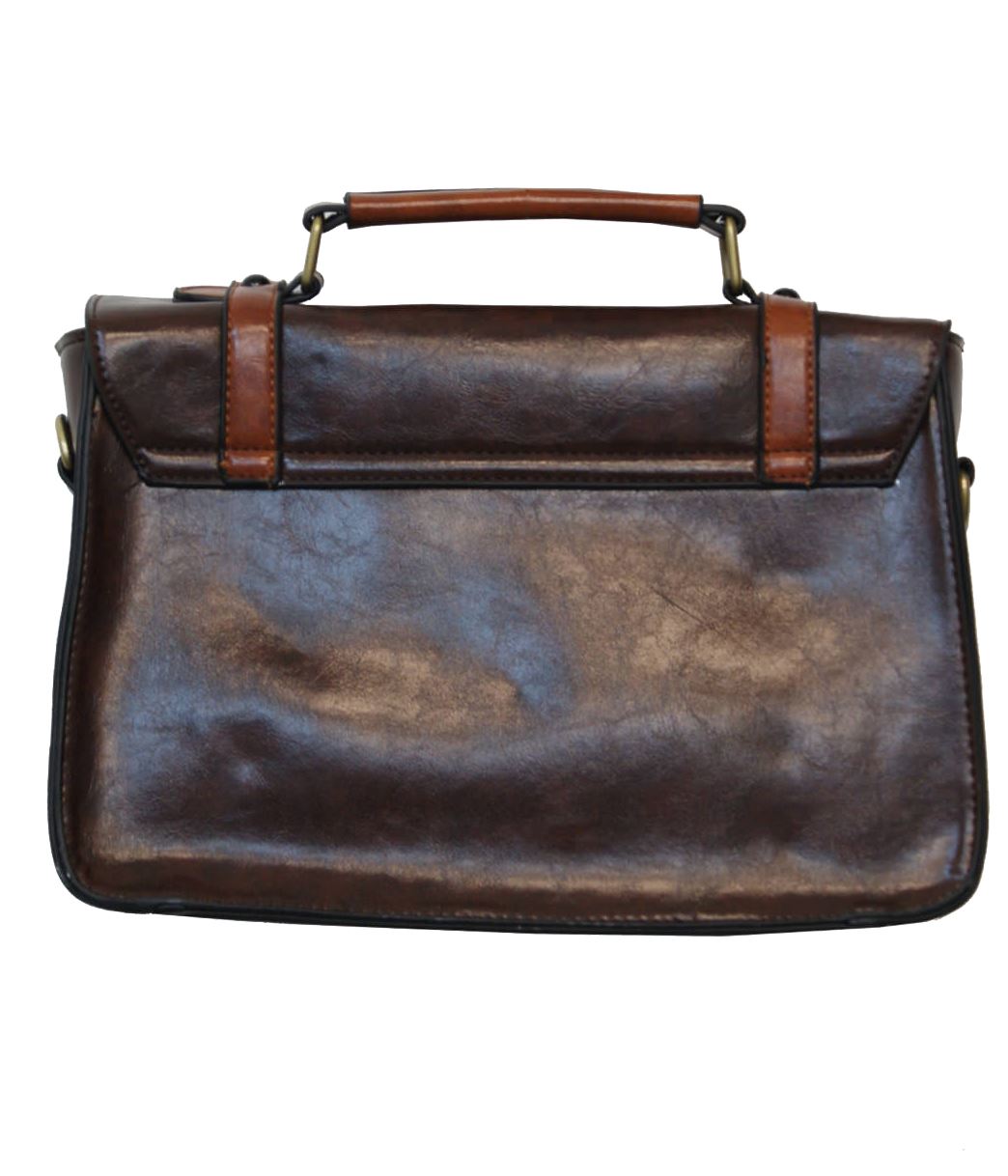 Banned Apparel Buckle with Bow Vintage Retro Faux Leather Satchel Shoulder Bag - Picture 15 of 17