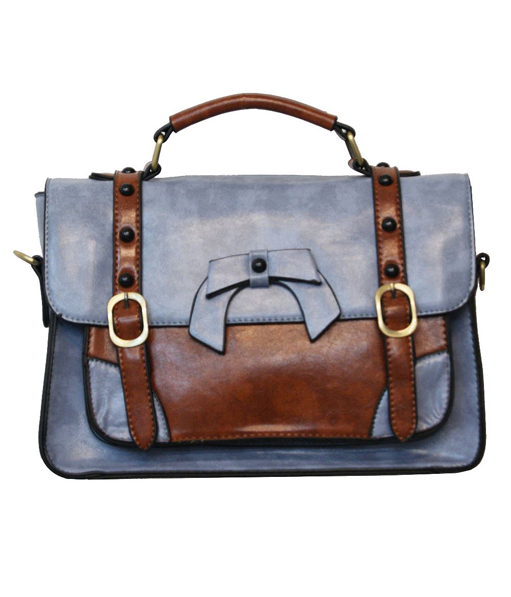Banned Apparel Buckle with Bow Vintage Retro Faux Leather Satchel Shoulder Bag - Picture 12 of 17