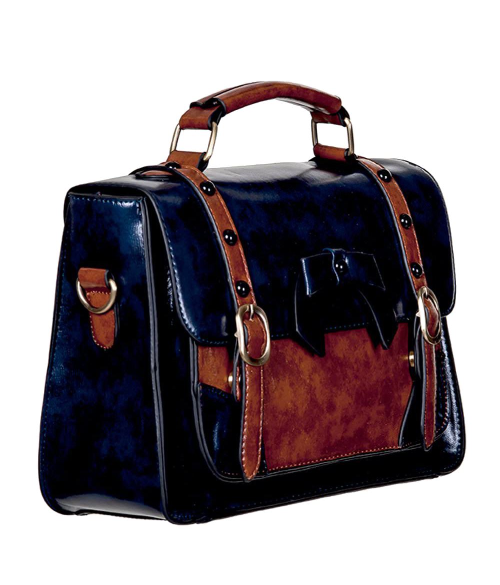 Banned Apparel Buckle with Bow Vintage Retro Faux Leather Satchel Shoulder Bag - Picture 4 of 17