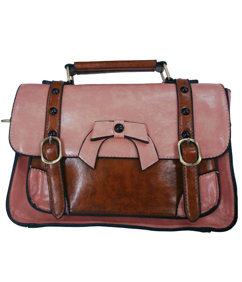 Banned Apparel Buckle with Bow Vintage Retro Faux Leather Satchel Shoulder Bag - Picture 8 of 17