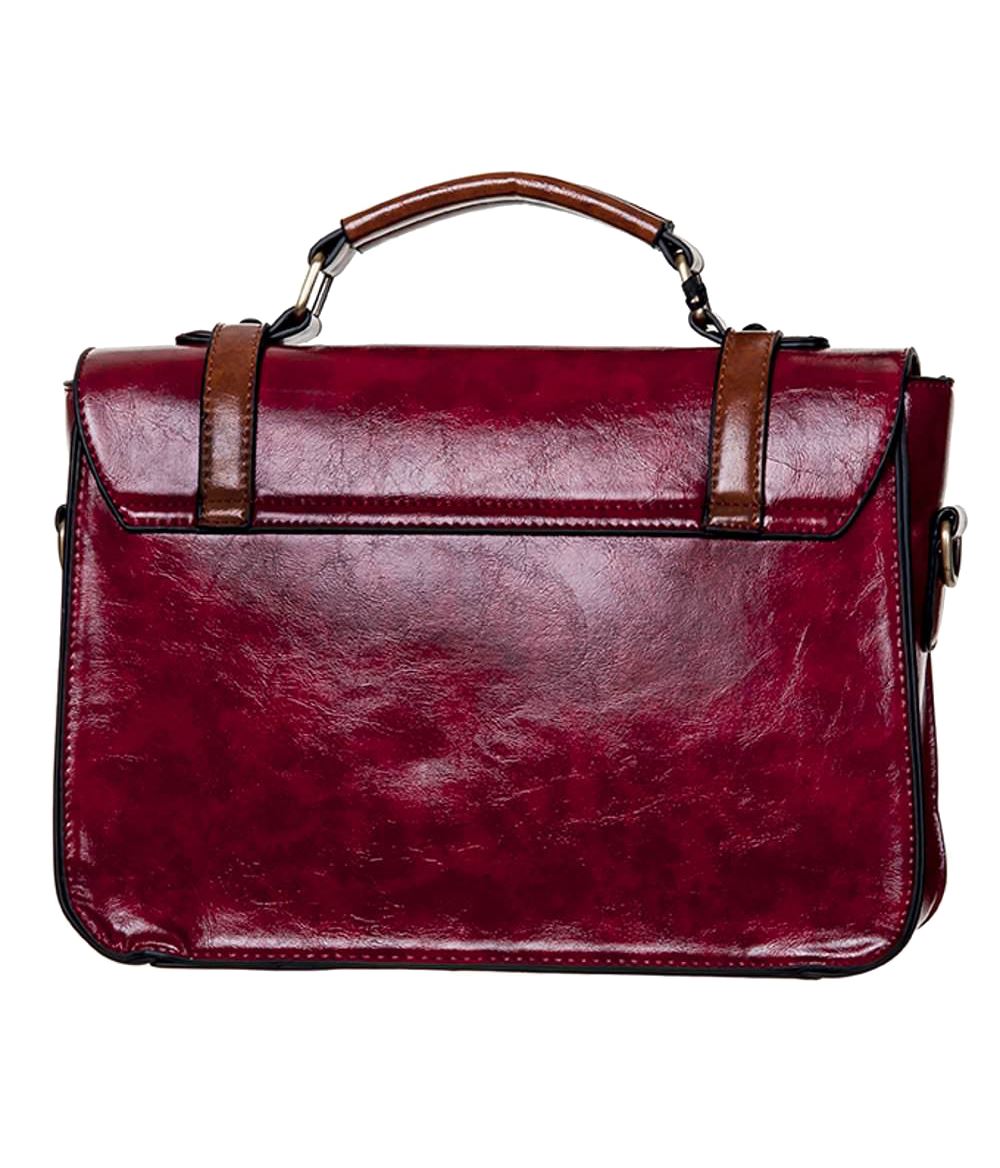 Banned Apparel Buckle with Bow Vintage Retro Faux Leather Satchel Shoulder Bag - Picture 11 of 17