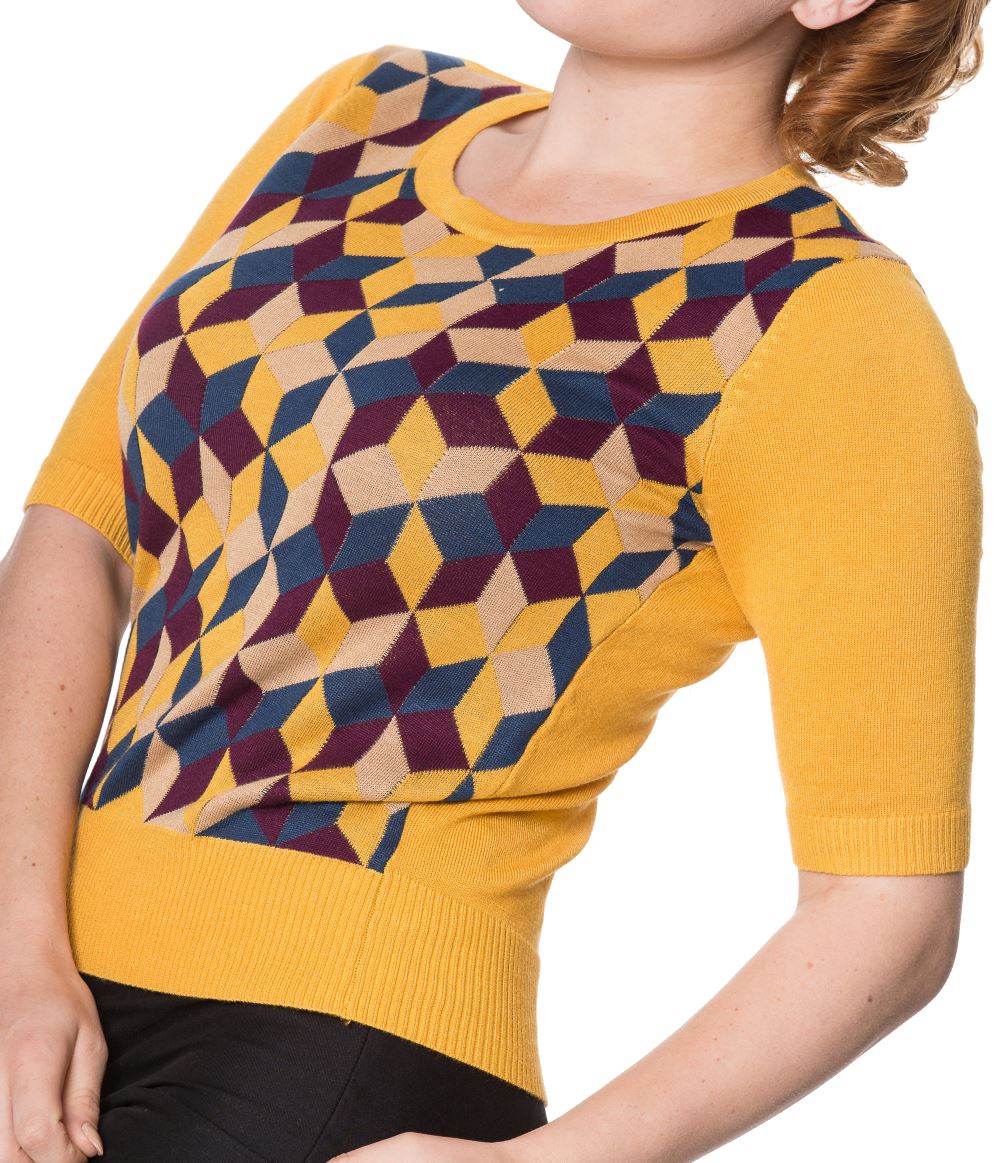 Banned Apparel Retro Cube Short Sleeve Retro Vintage Jumper S-4XL