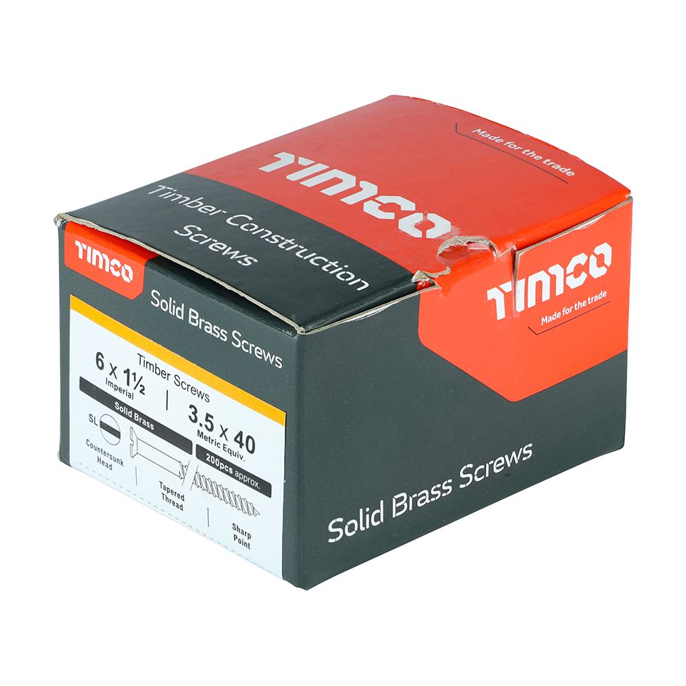 Timco Solid Brass Wood Timber Screws Slotted Countersunk Various Sizes Available - Picture 14 of 55