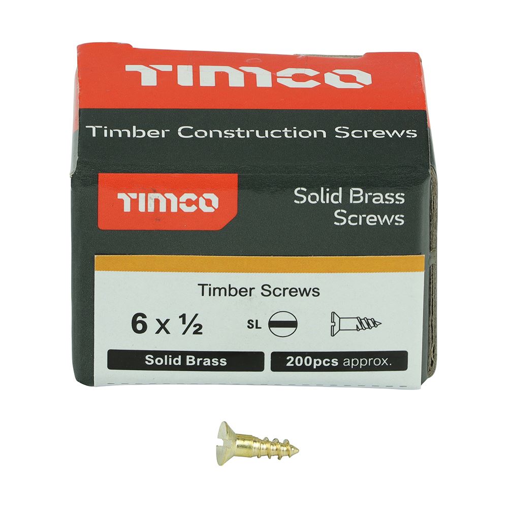 Timco Solid Brass Wood Timber Screws Slotted Countersunk Various Sizes Available - Picture 21 of 55
