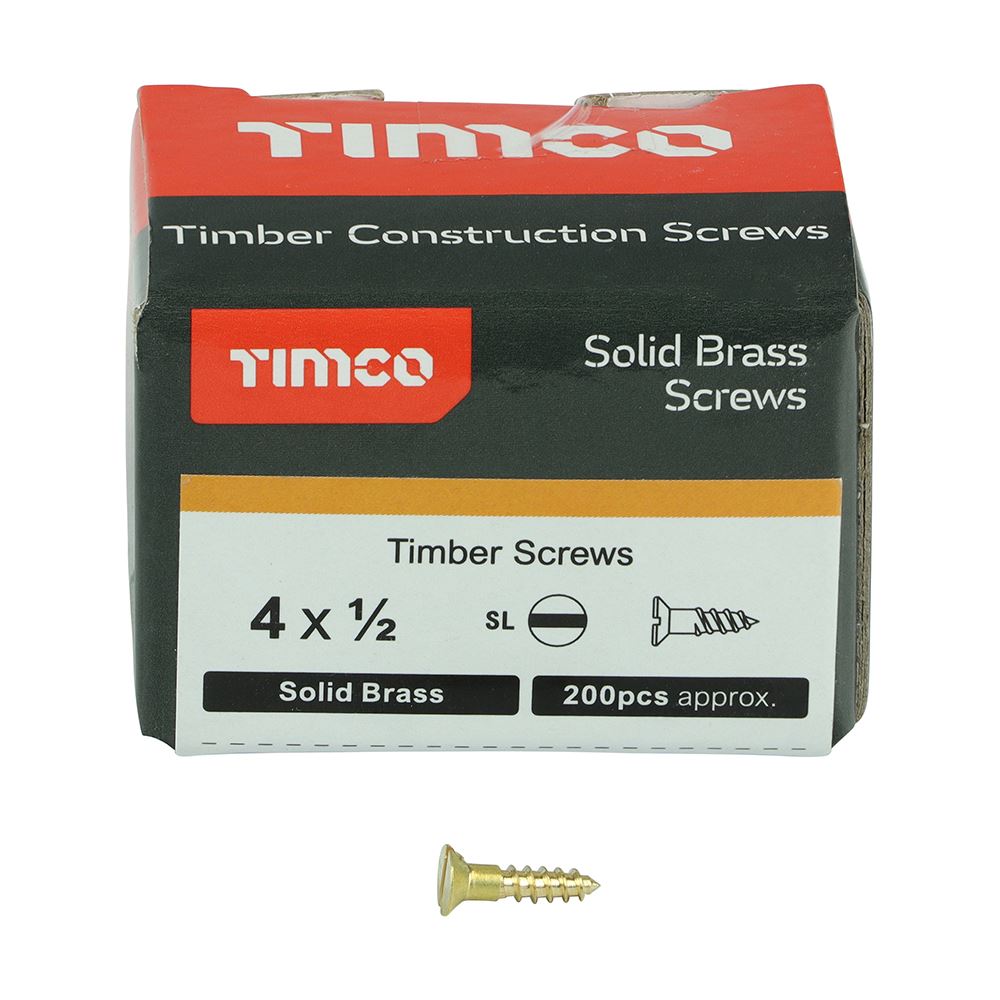 Timco Solid Brass Wood Timber Screws Slotted Countersunk Various Sizes Available - Picture 6 of 55