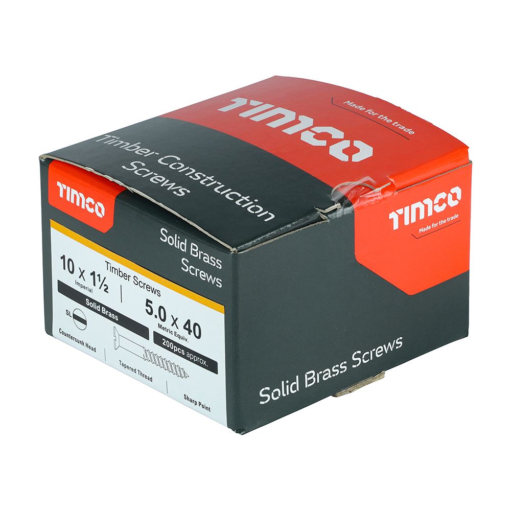 Timco Solid Brass Wood Timber Screws Slotted Countersunk Various Sizes Available - Picture 43 of 55