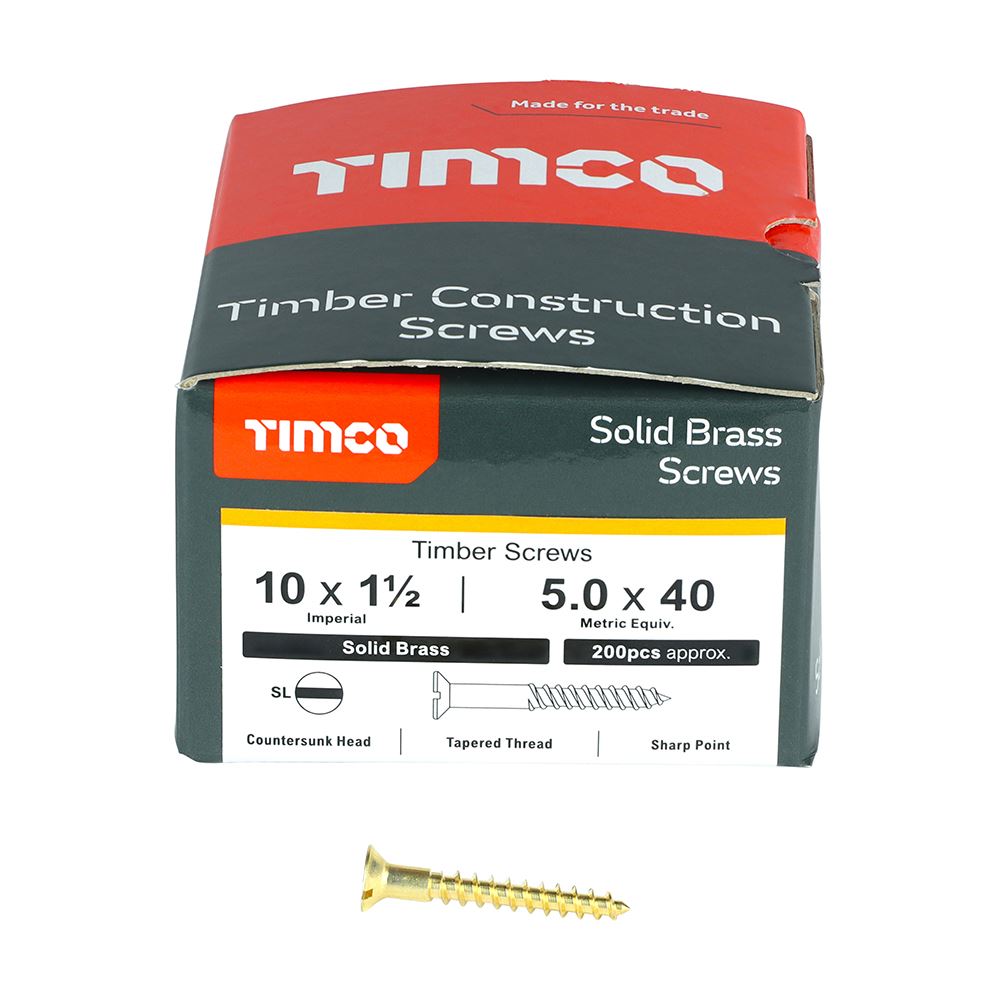 Timco Solid Brass Wood Timber Screws Slotted Countersunk Various Sizes Available - Picture 44 of 55