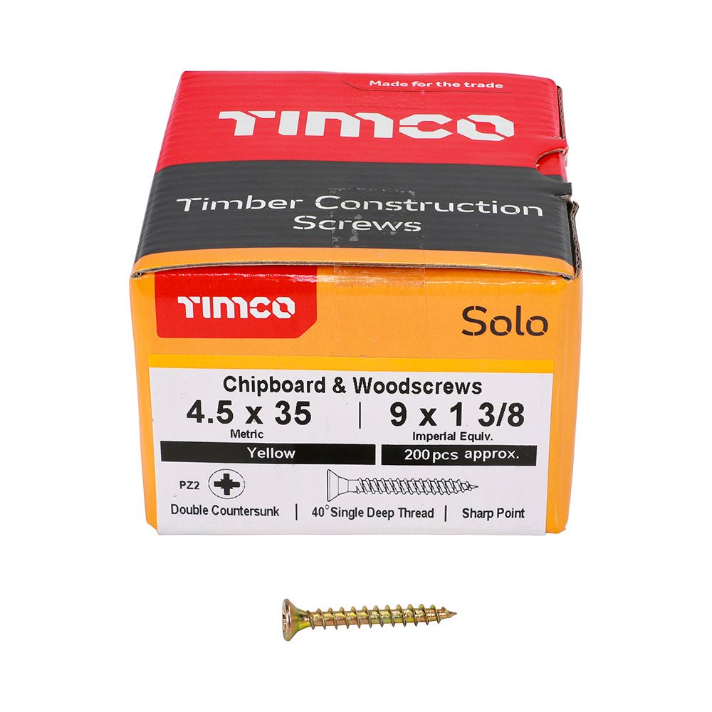 Timco - Solo Chipboard & Wood Screws - PZ - Double Countersunk. Various Sizes - Picture 90 of 178
