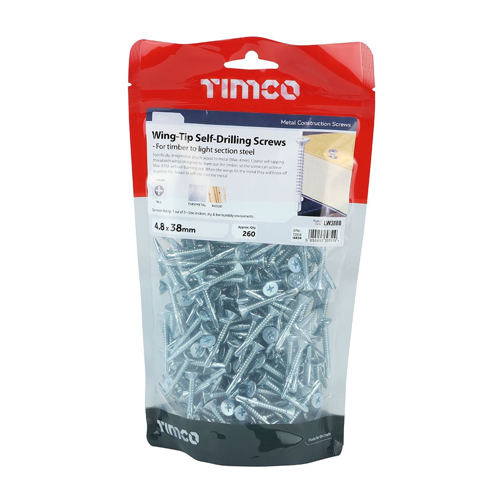 Timco - Wing-Tip selbstbohrende Schrauben - PH - für Holz zu leichtem Querschnitt Stahl - Bild 3 von 7
