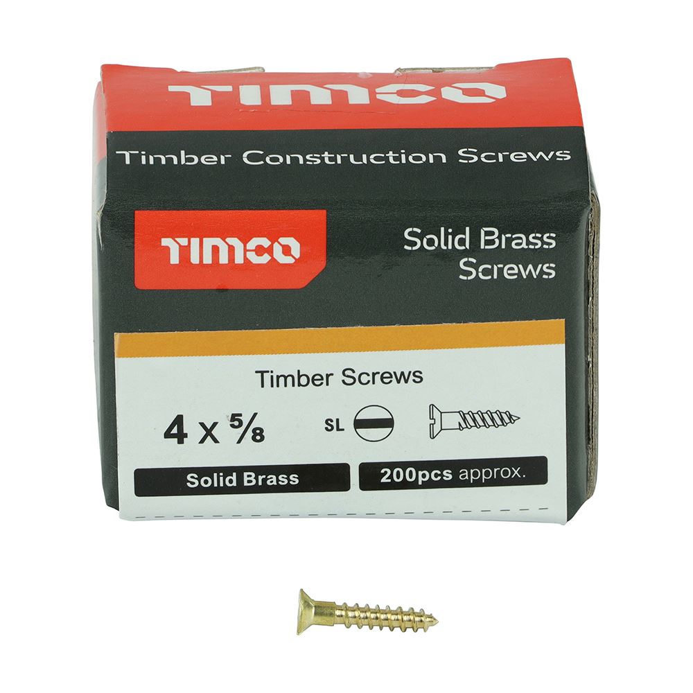 Timco Solid Brass Wood Timber Screws Slotted Countersunk Various Sizes Available - Picture 12 of 55