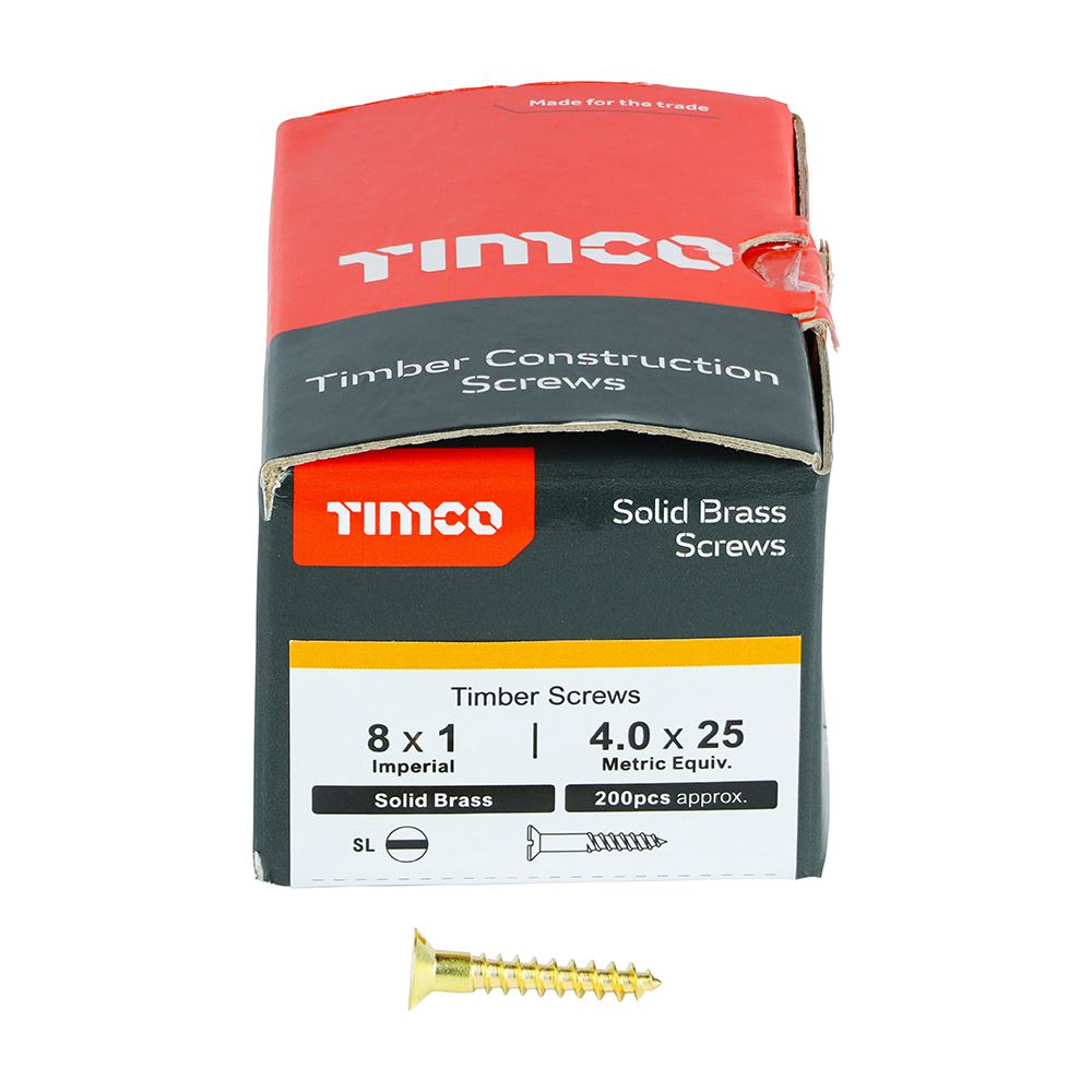 Timco Solid Brass Wood Timber Screws Slotted Countersunk Various Sizes Available - Picture 35 of 55