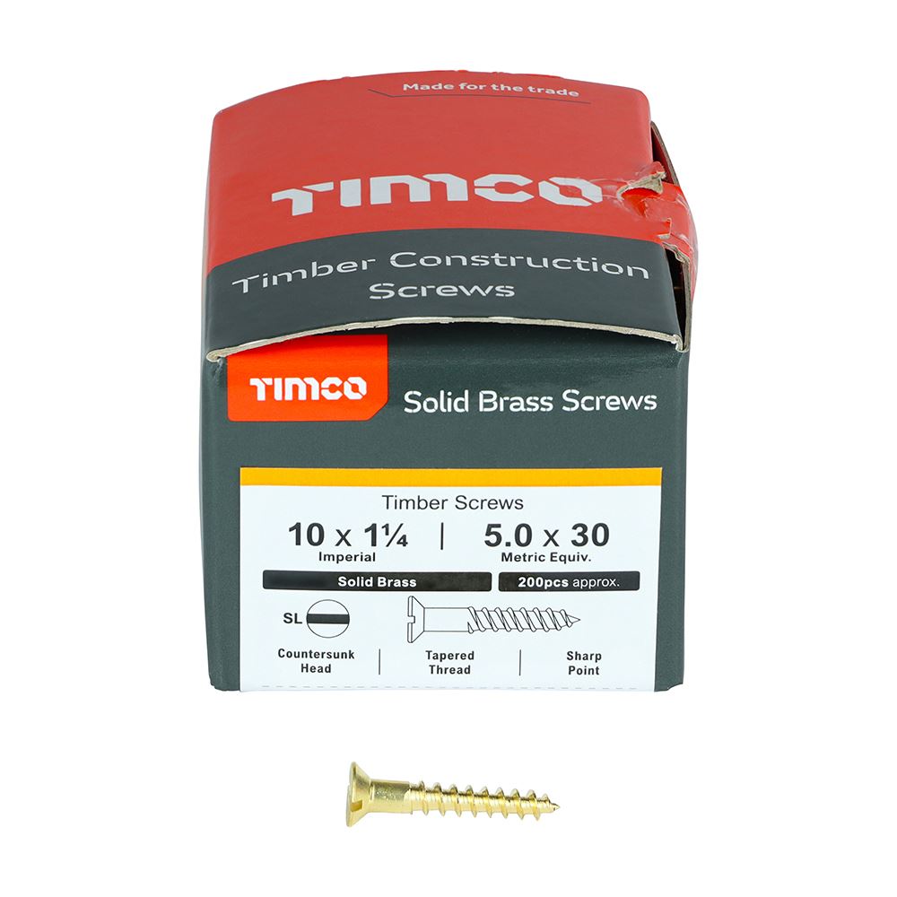 Timco Solid Brass Wood Timber Screws Slotted Countersunk Various Sizes Available - Picture 47 of 55