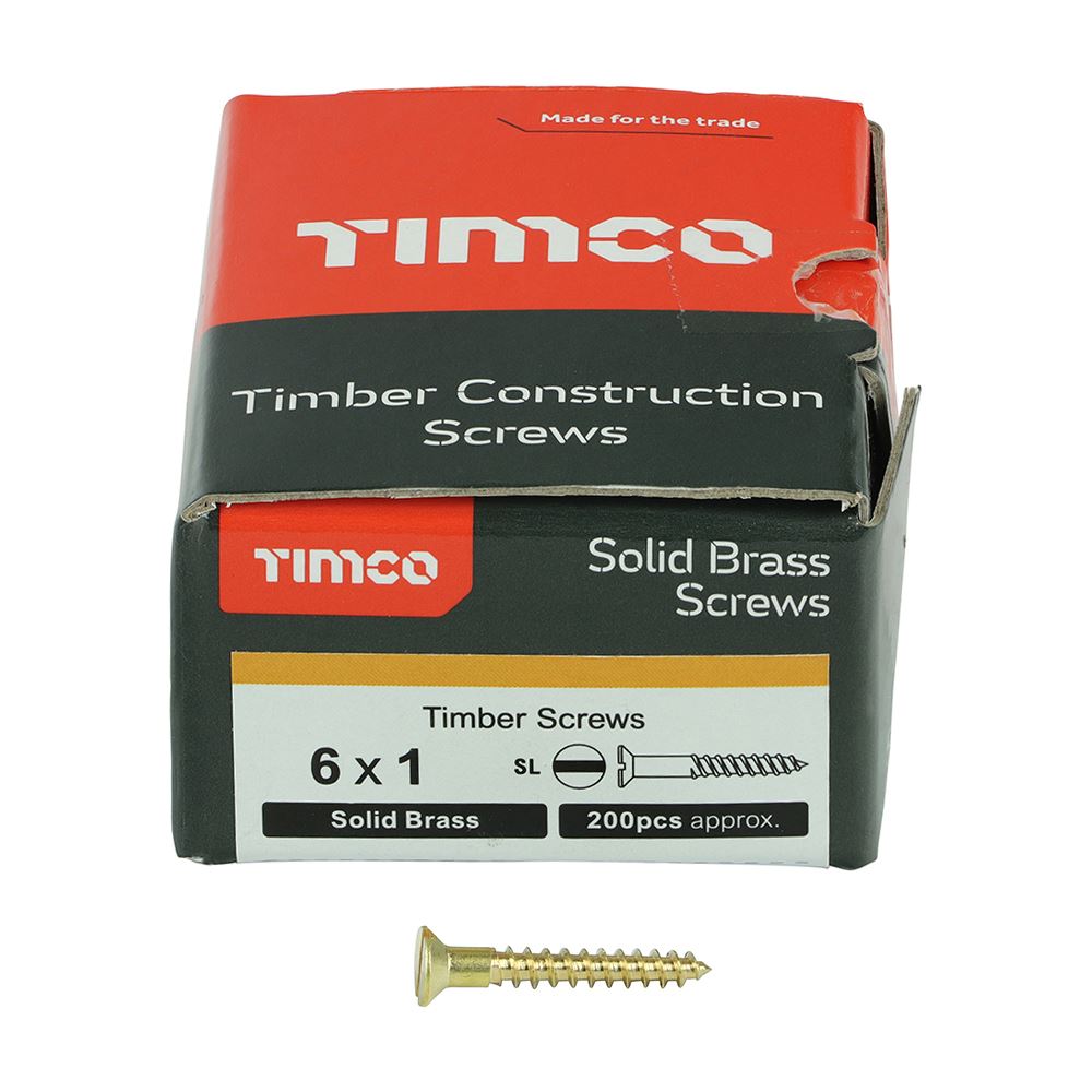 Timco Solid Brass Wood Timber Screws Slotted Countersunk Various Sizes Available - Picture 18 of 55