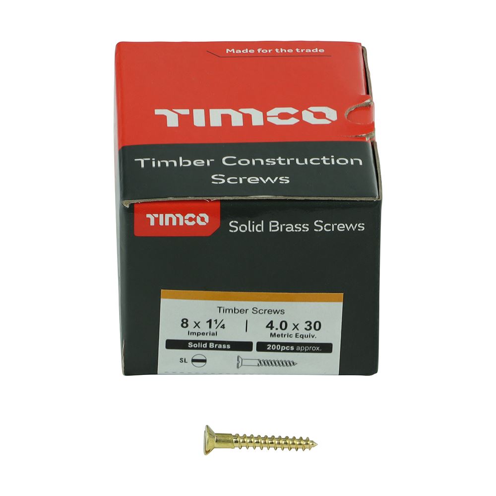 Timco Solid Brass Wood Timber Screws Slotted Countersunk Various Sizes Available - Picture 32 of 55