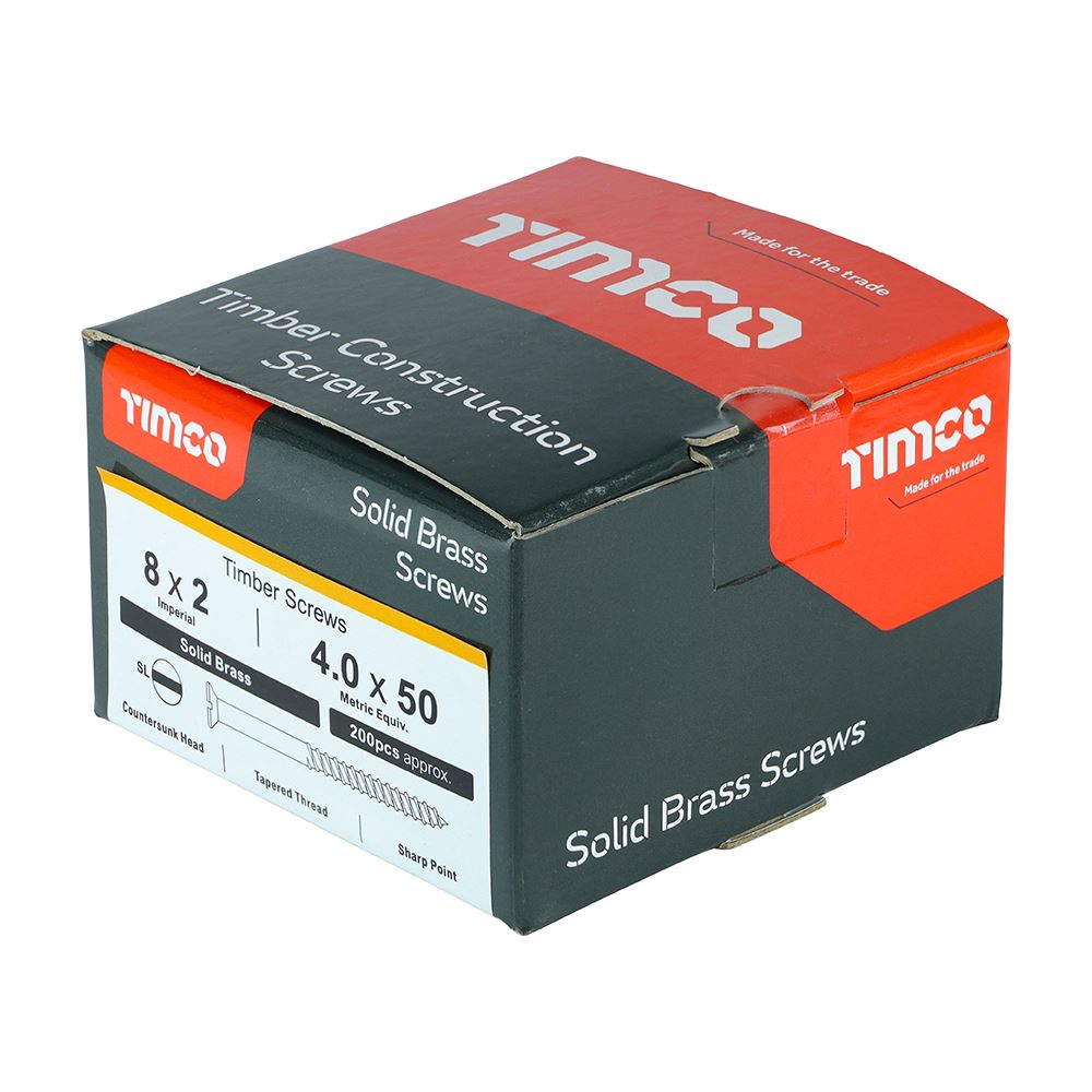 Timco Solid Brass Wood Timber Screws Slotted Countersunk Various Sizes Available - Picture 37 of 55