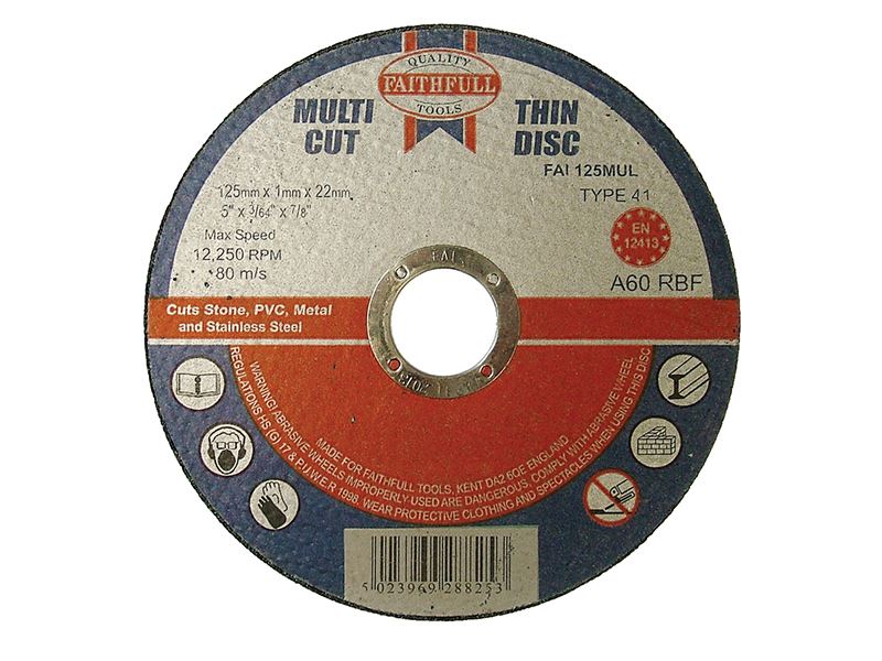 Faithfull Aluminiumoxid-Schleifscheibe 125 Mm, 120er Körnung, Gelocht – 25 Stück Im Pack