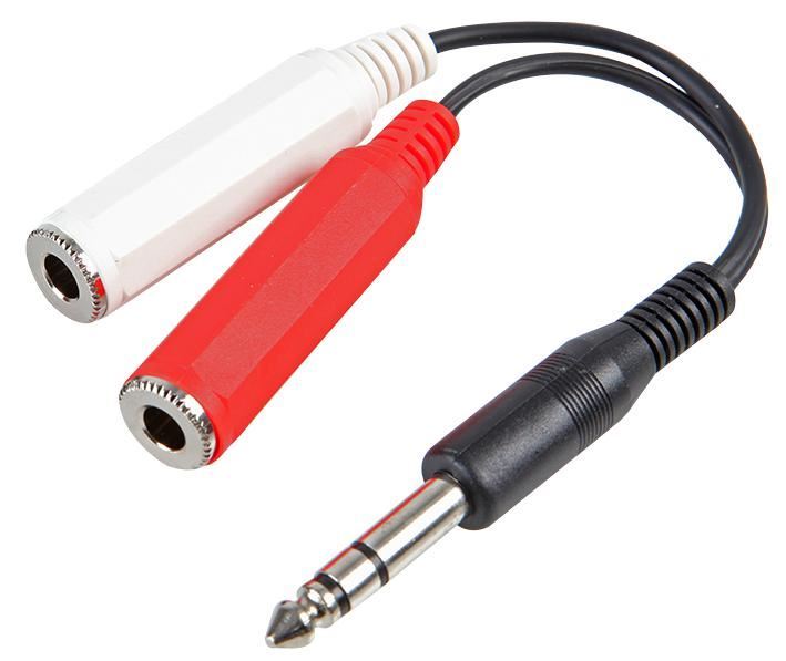 CAVO DA 2 JACK MONO MASCHIO A JACK STEREO FEMMINA 0,5 1 2 MT ADATTATORE SPLITTER